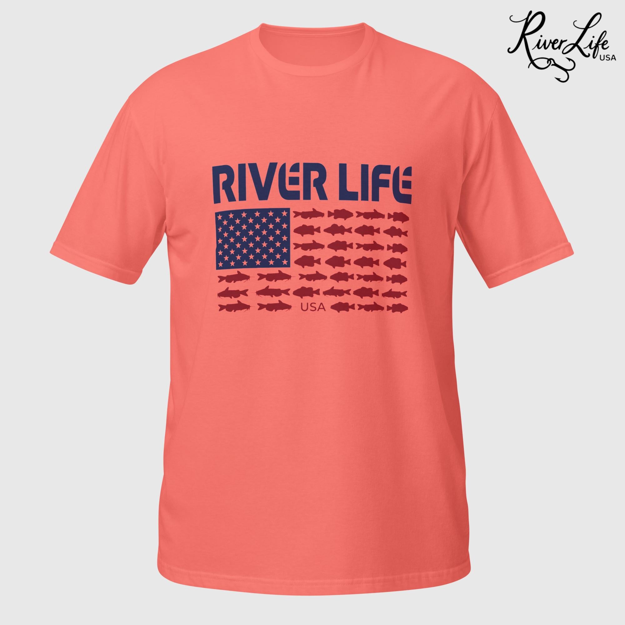 Fish Flag (light colors) | Short-Sleeve Unisex T-Shirt-Coral Silk-River Life USA