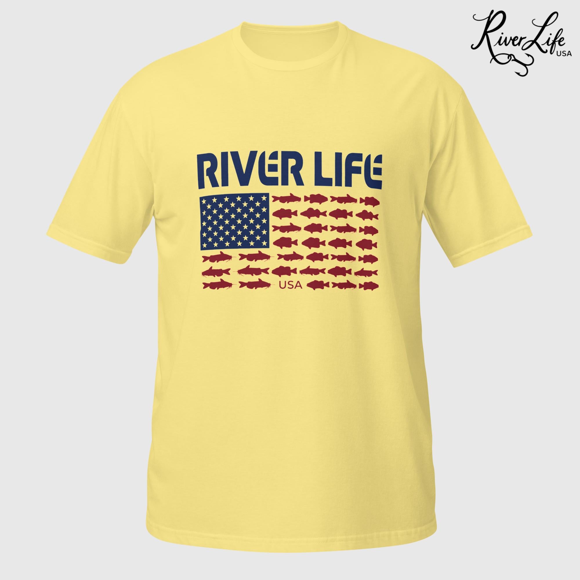 Fish Flag (light colors) | Short-Sleeve Unisex T-Shirt-Cornsilk-River Life USA