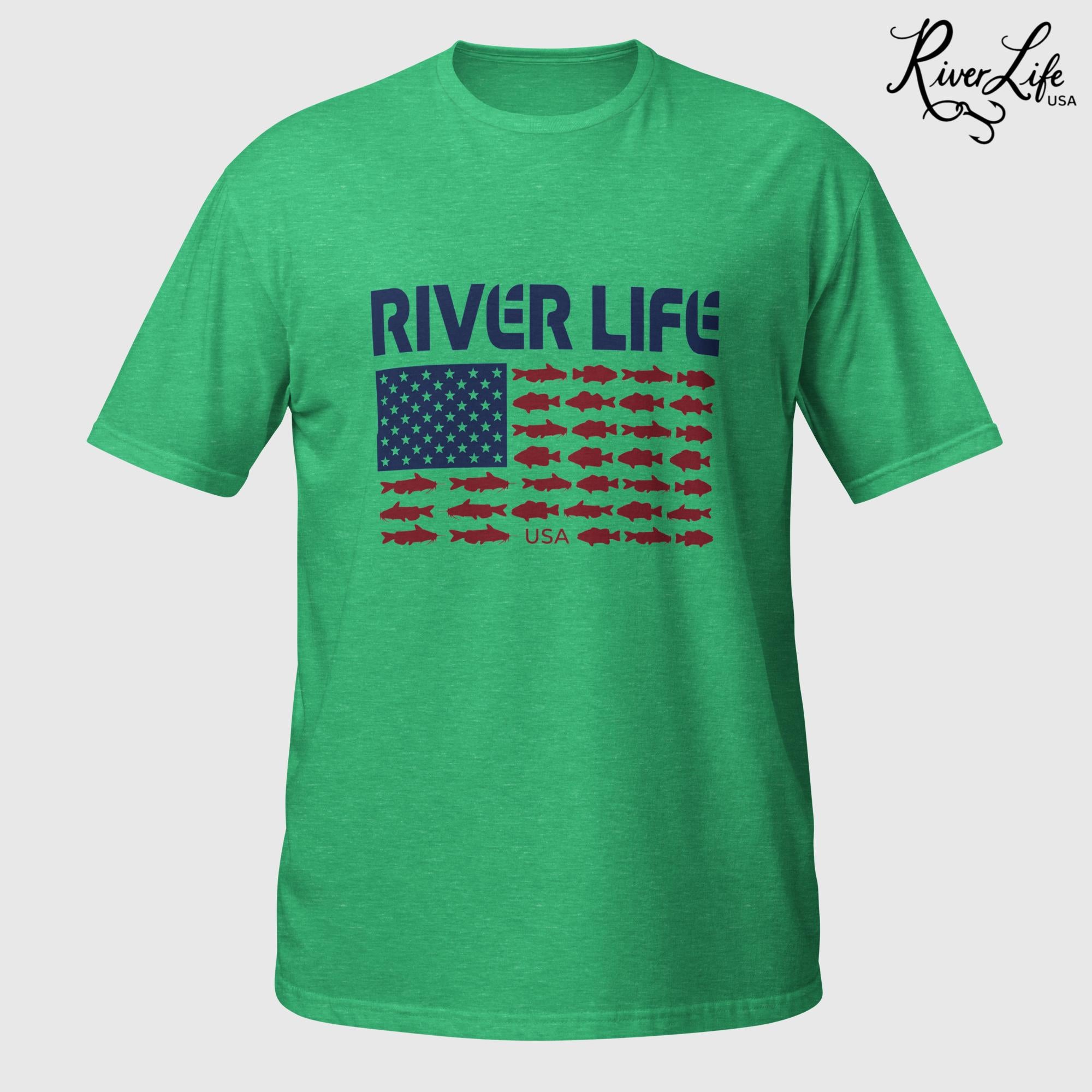 Fish Flag (light colors) | Short-Sleeve Unisex T-Shirt-Heather Irish Green-River Life USA