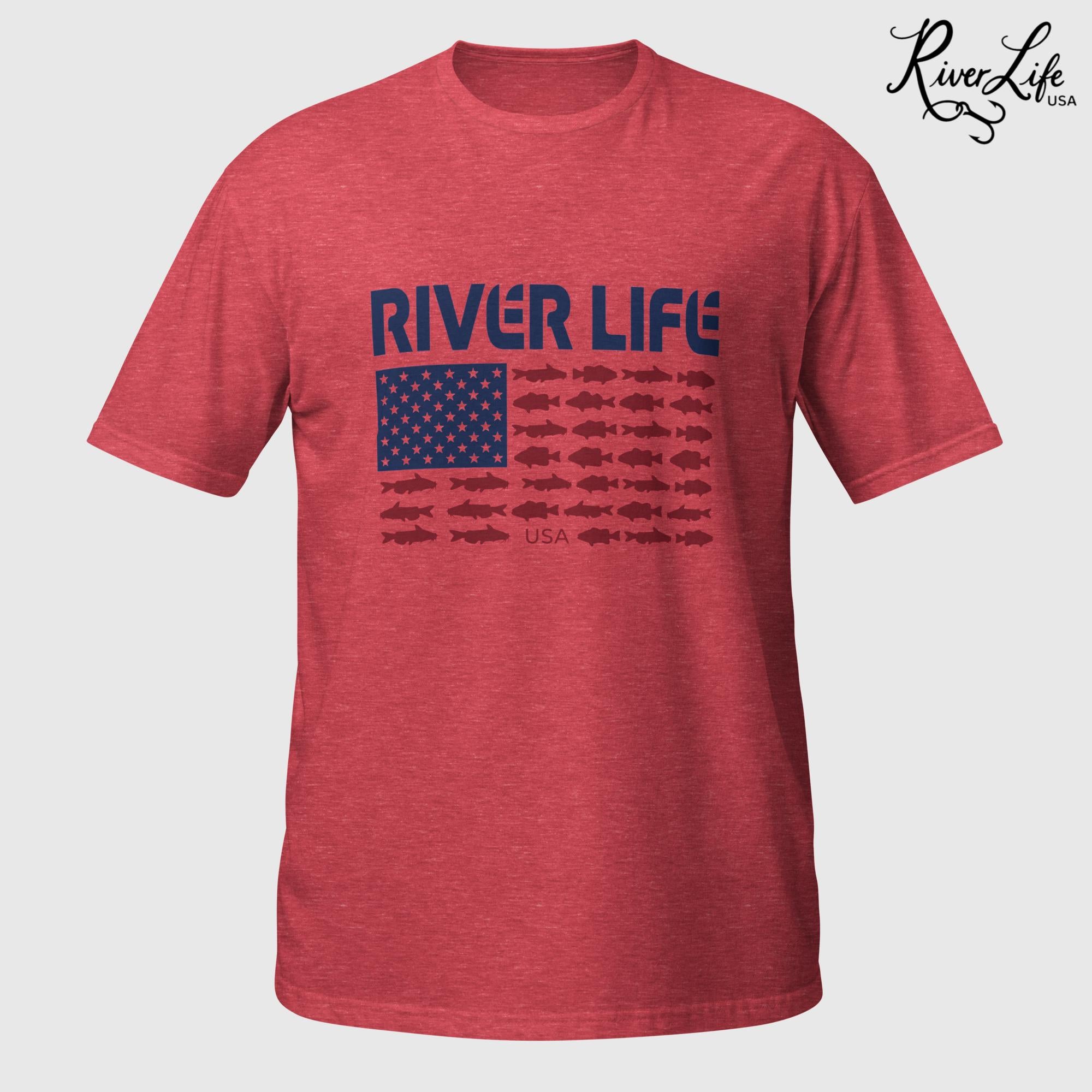 Fish Flag (light colors) | Short-Sleeve Unisex T-Shirt-Heather Red-River Life USA