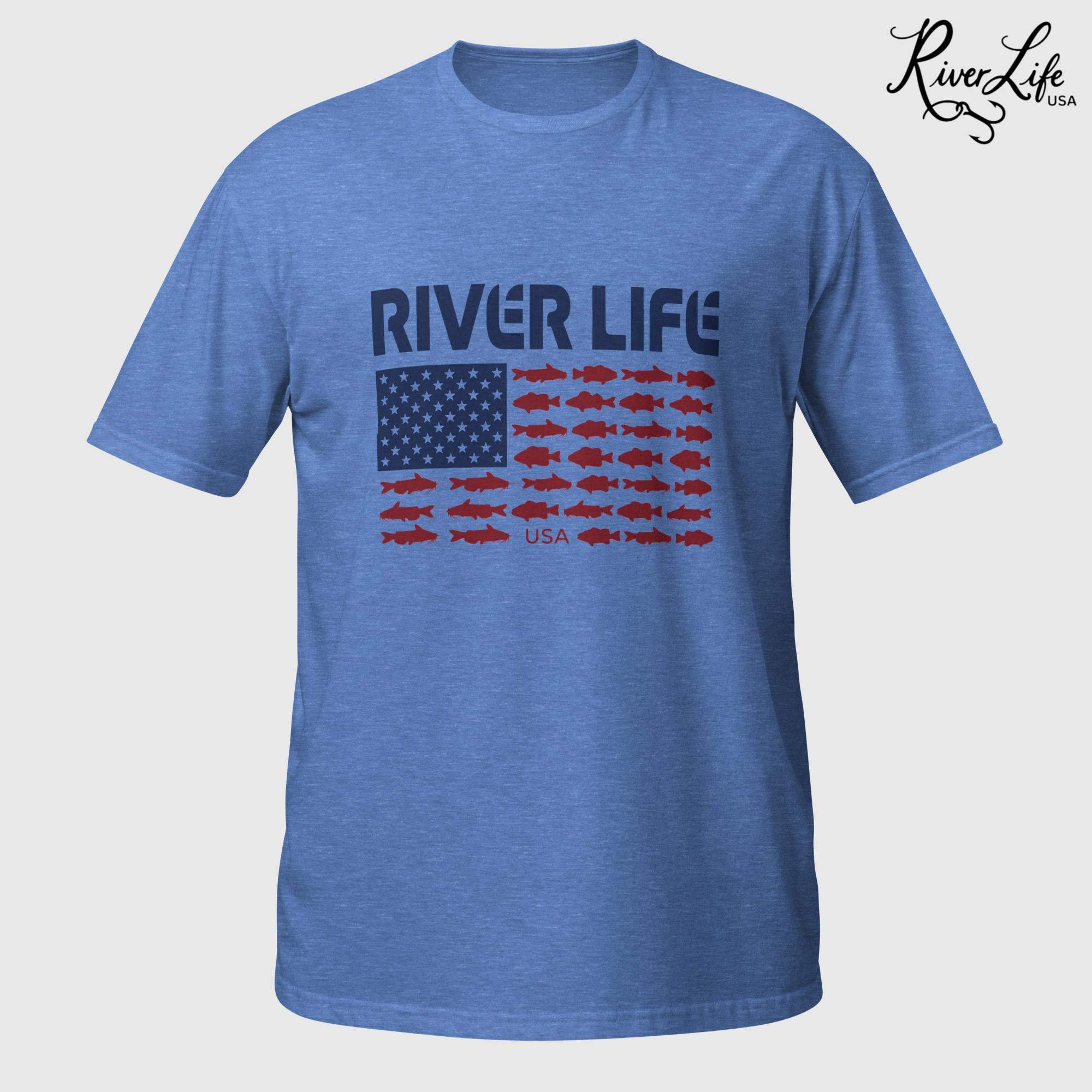 Fish Flag (light colors) | Short-Sleeve Unisex T-Shirt-Heather Royal-River Life USA