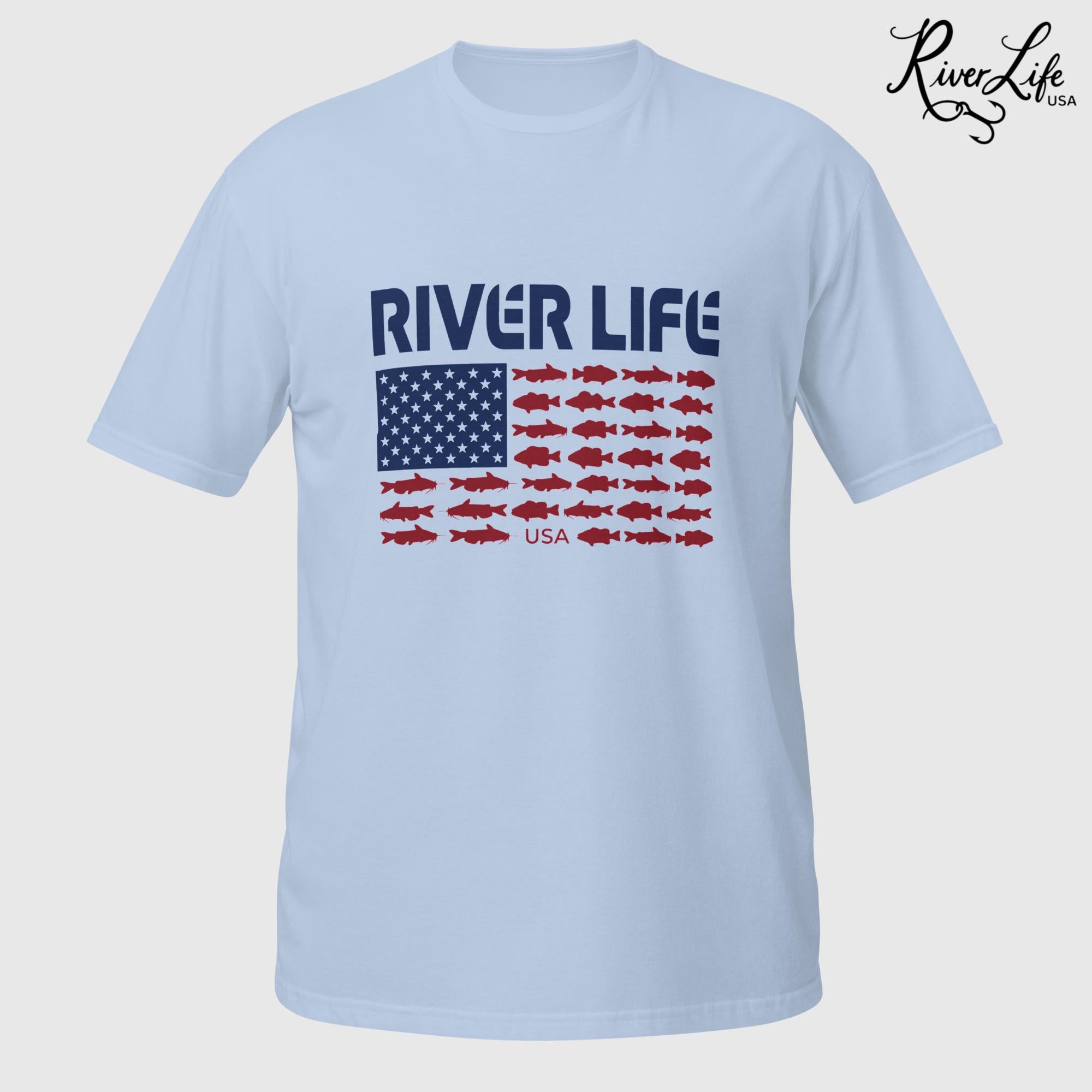 Fish Flag (light colors) | Short-Sleeve Unisex T-Shirt-Light Blue-River Life USA