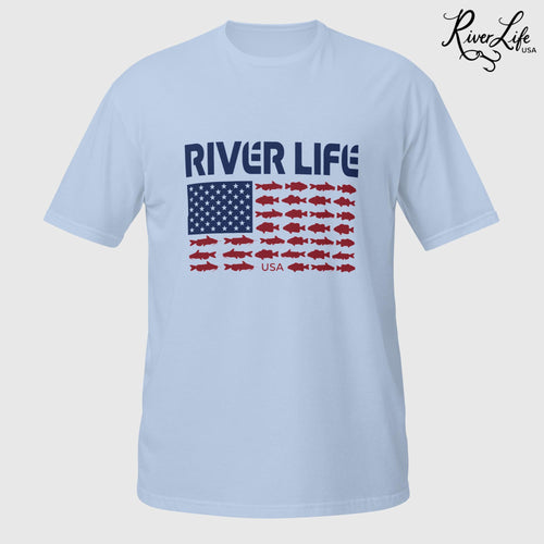 Fish Flag (light colors) | Short-Sleeve Unisex T-Shirt-Light Blue-River Life USA