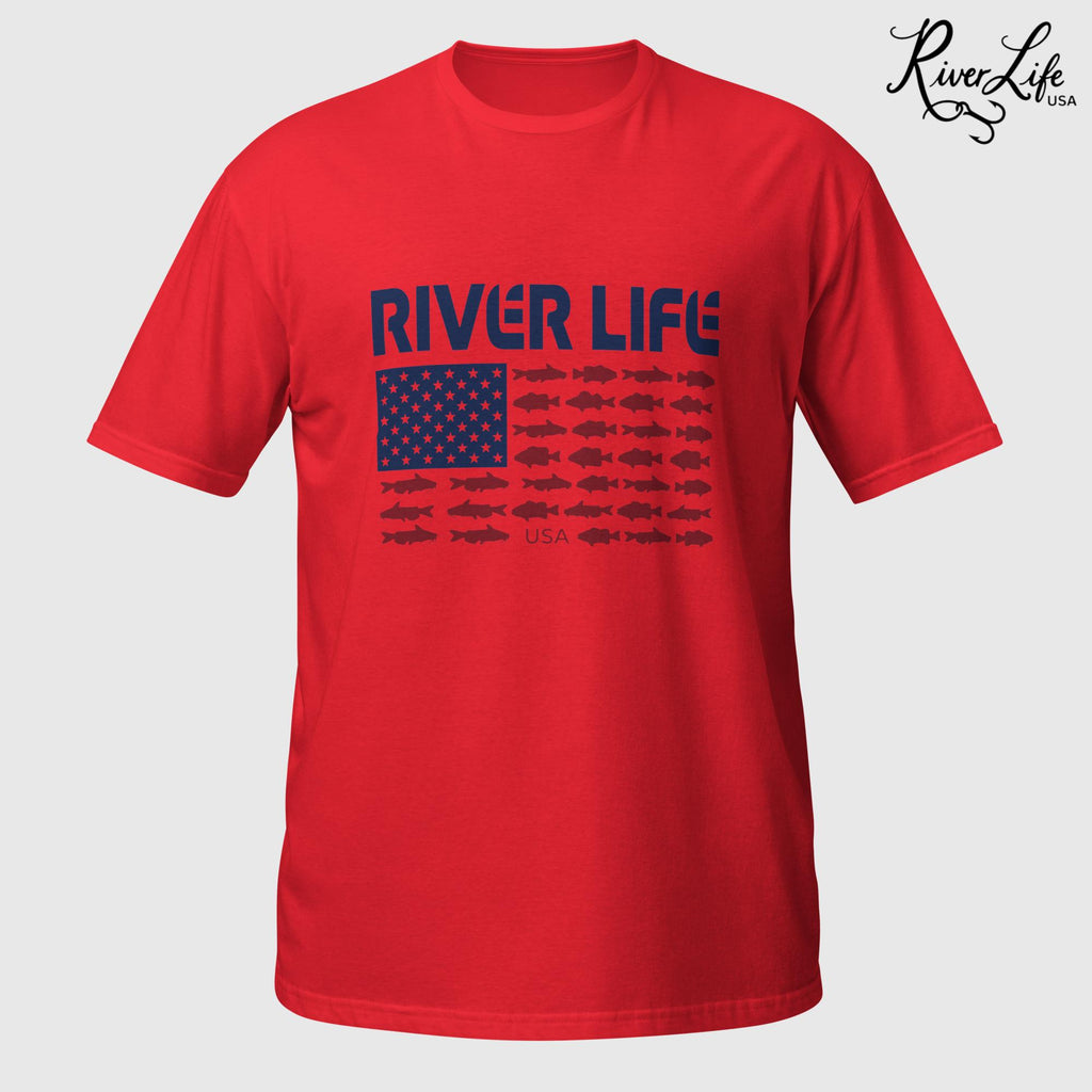 Fish Flag (light colors) | Short-Sleeve Unisex T-Shirt-Red-River Life USA