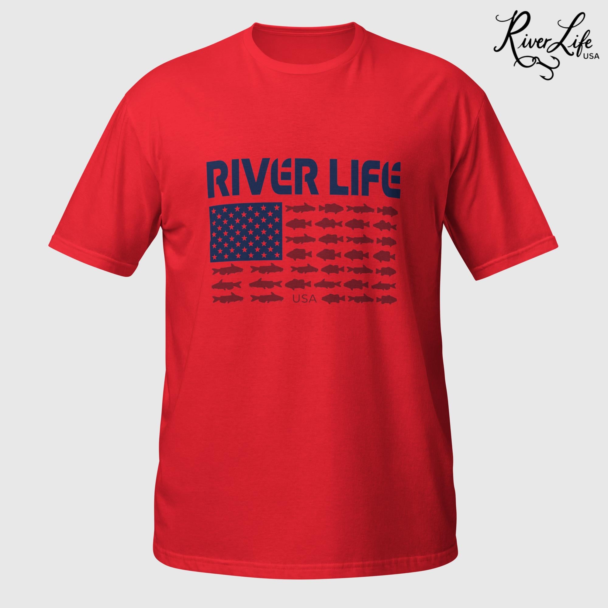 Fish Flag (light colors) | Short-Sleeve Unisex T-Shirt-Red-River Life USA