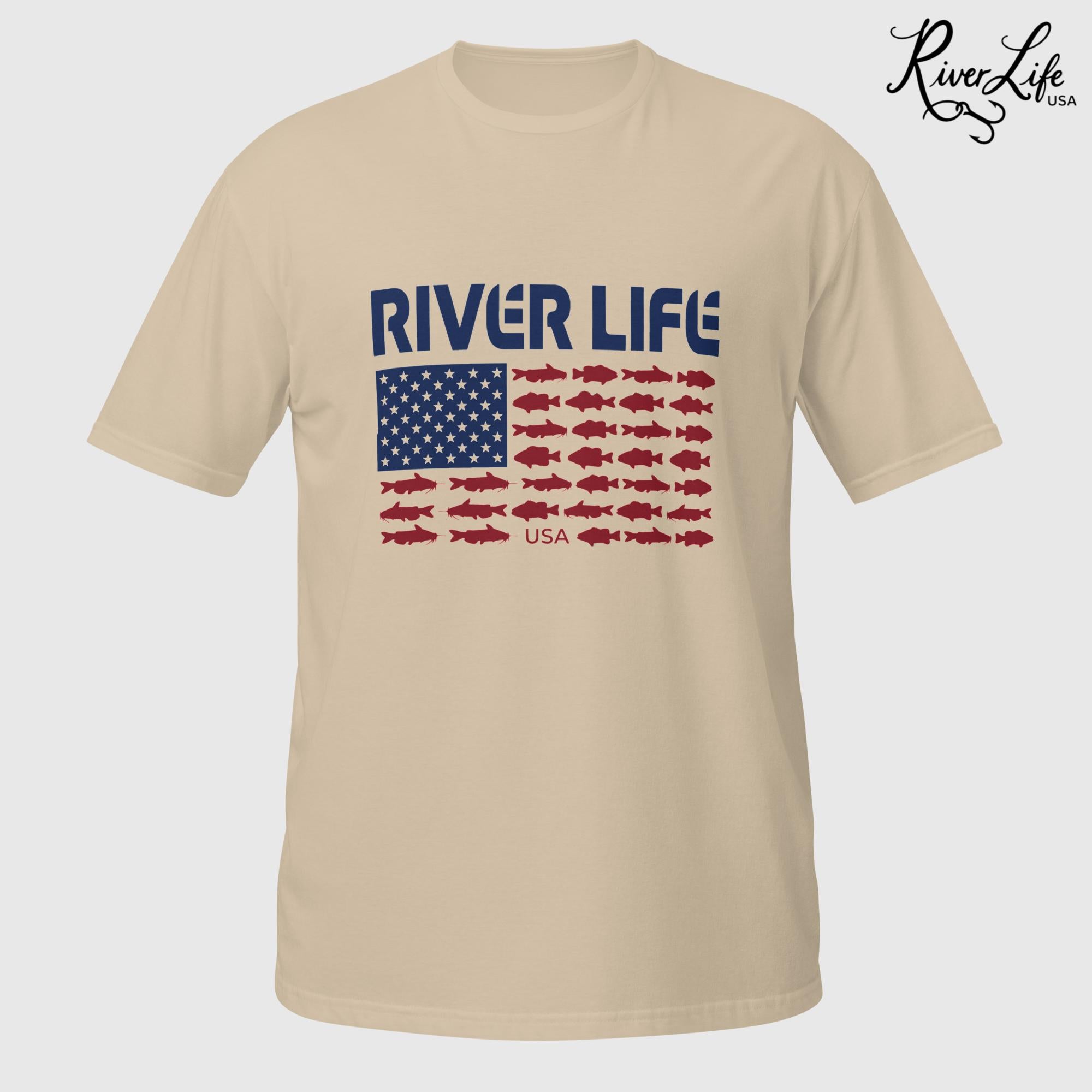 Fish Flag (light colors) | Short-Sleeve Unisex T-Shirt-Sand-River Life USA