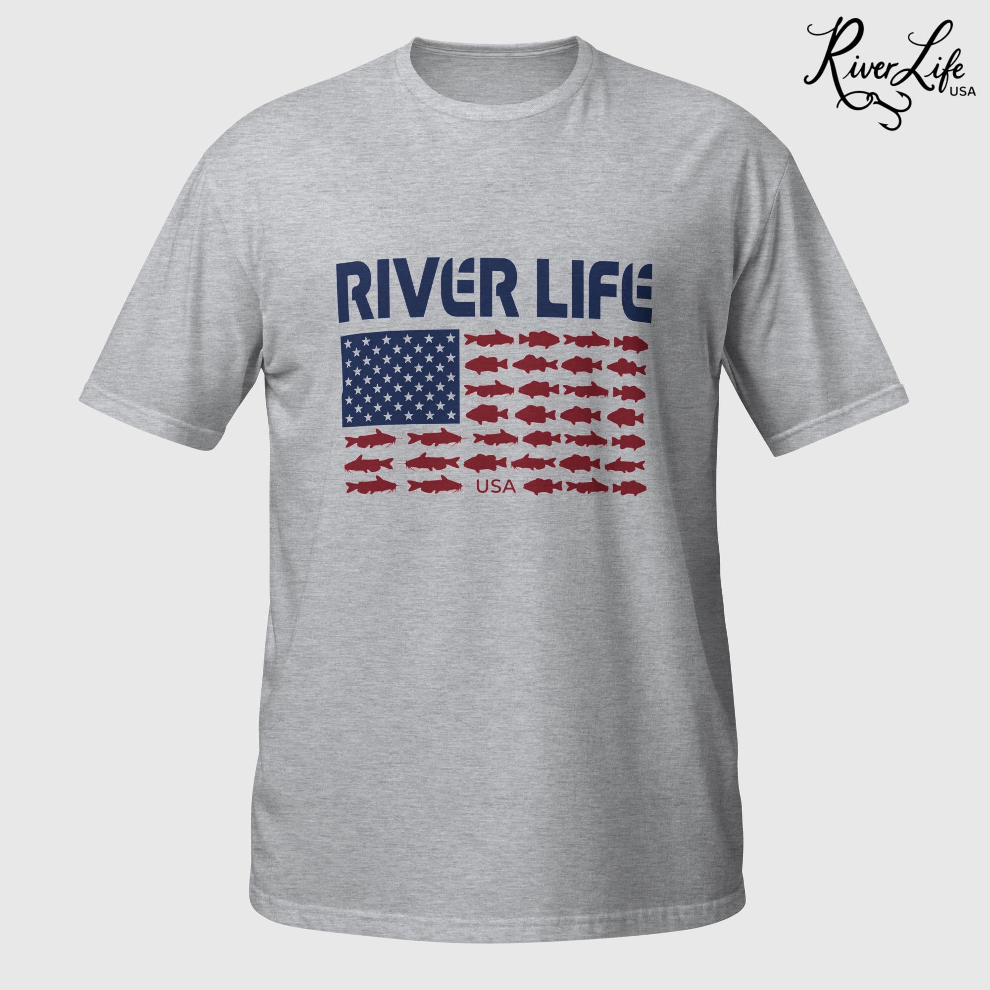 Fish Flag (light colors) | Short-Sleeve Unisex T-Shirt-Sport Grey-River Life USA