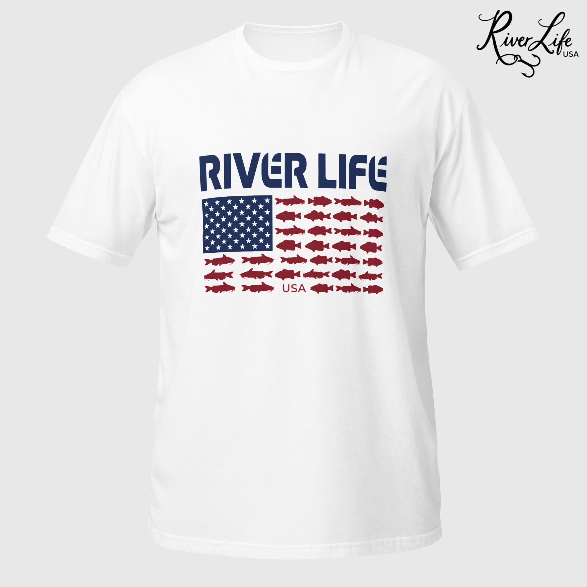 Fish Flag (light colors) | Short-Sleeve Unisex T-Shirt-White-River Life USA