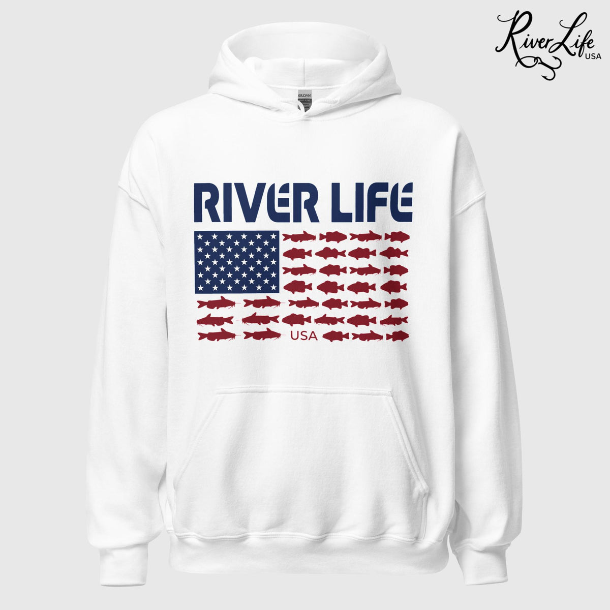 Fish Flag | Unisex Pullover Hoodie-White-River Life USA