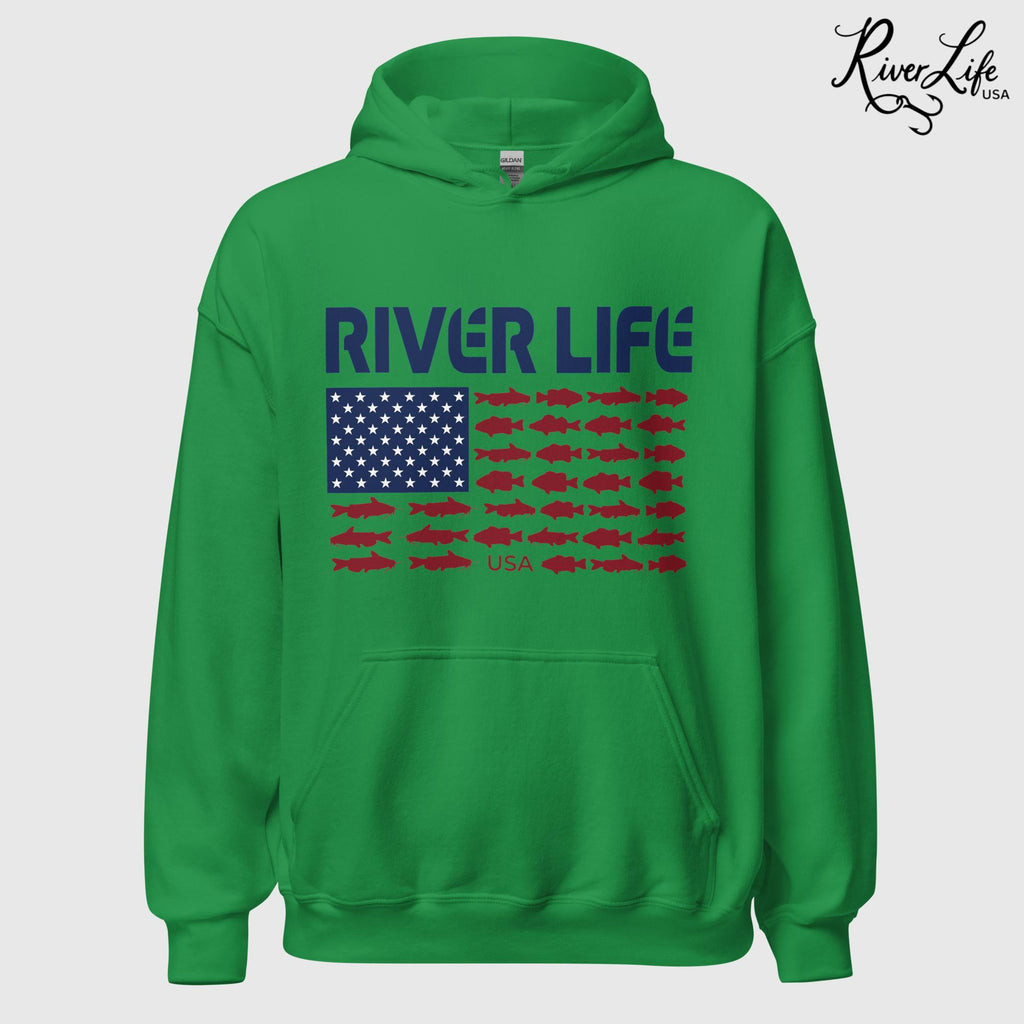 Fish Flag | Unisex Pullover Hoodie-Irish Green-River Life USA