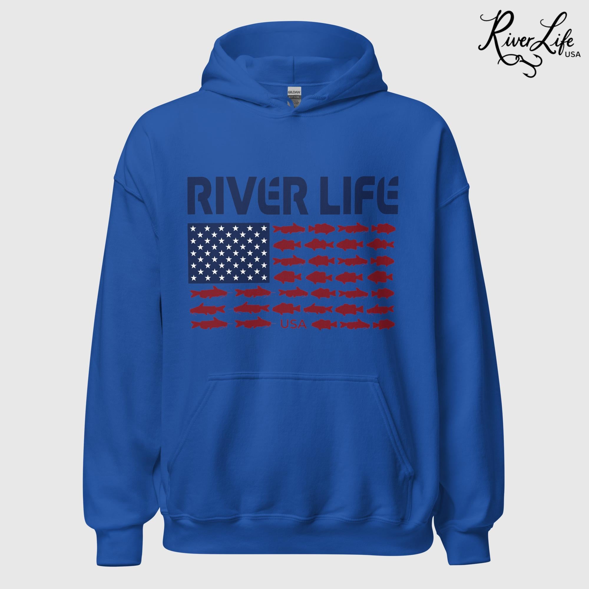 Fish Flag | Unisex Pullover Hoodie-Royal-River Life USA