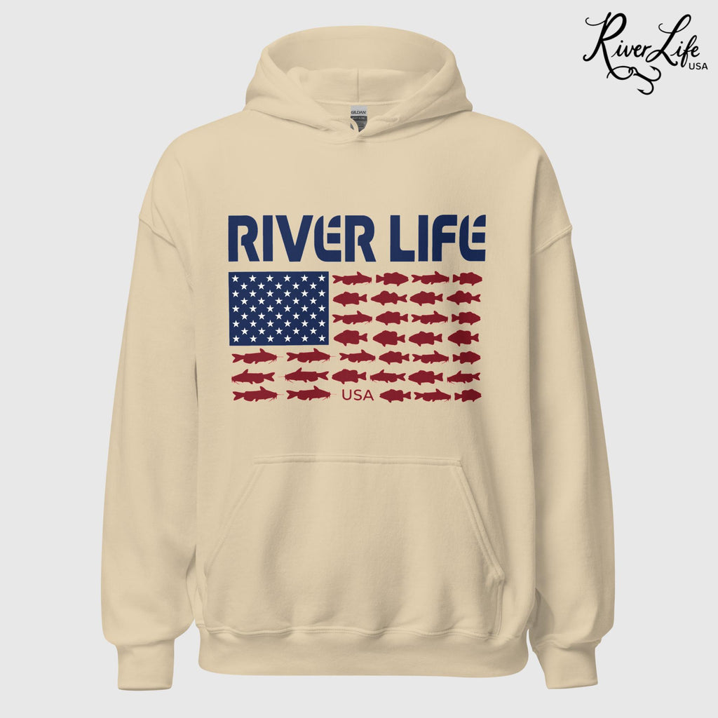 Fish Flag | Unisex Pullover Hoodie-Sand-River Life USA