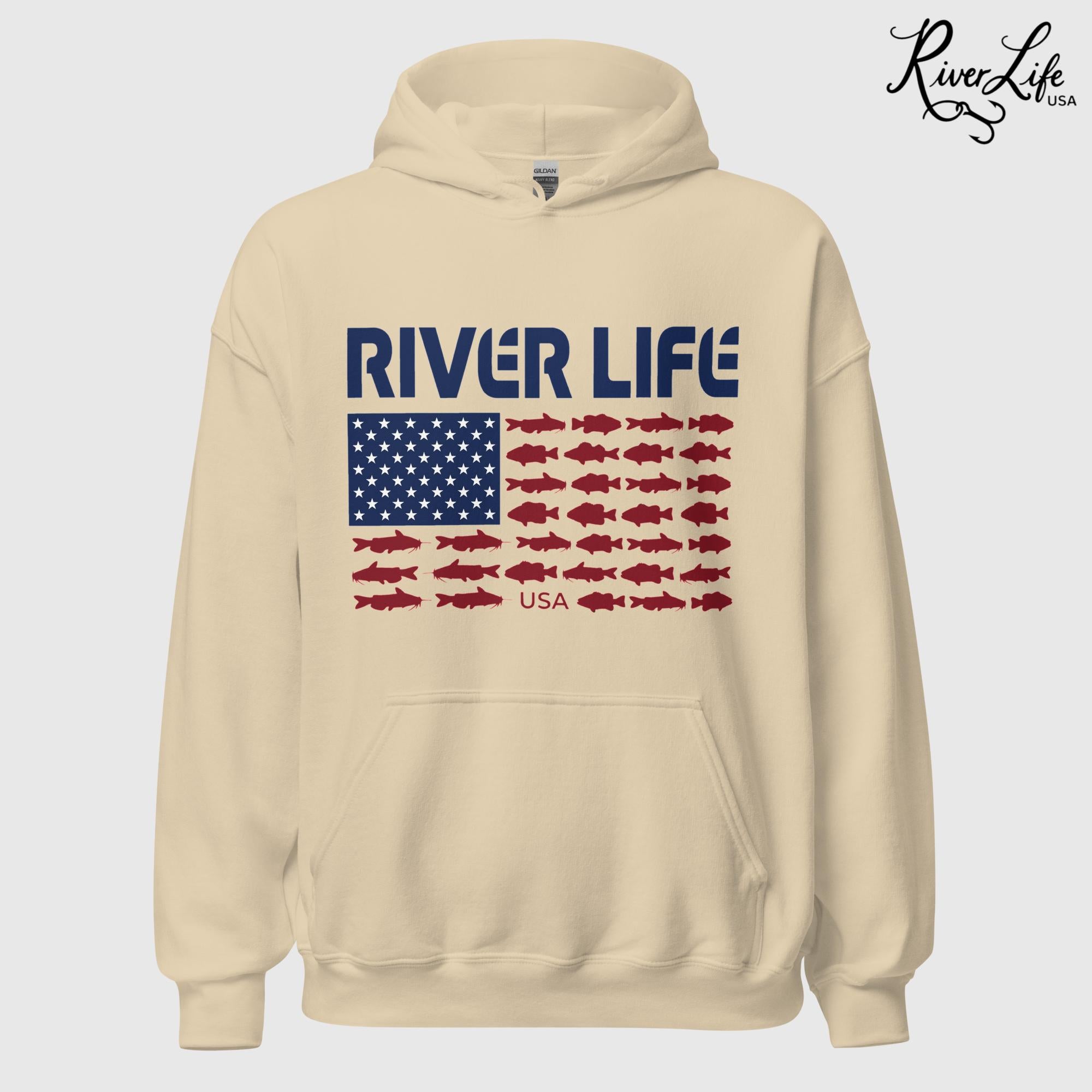 Fish Flag | Unisex Pullover Hoodie-Sand-River Life USA