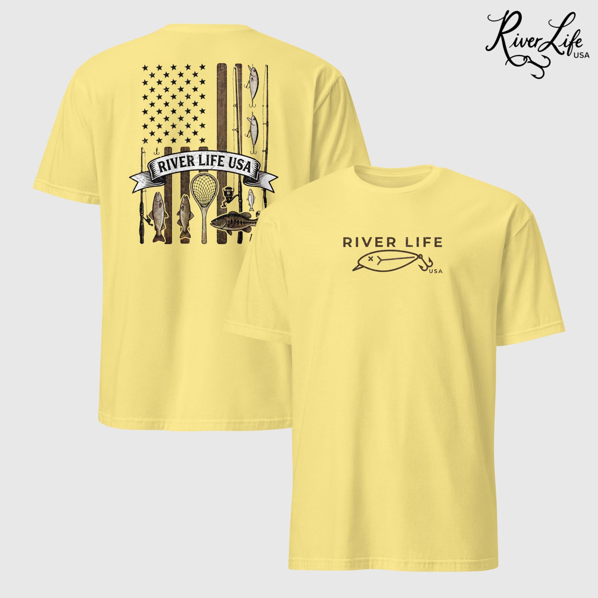 Fishing Gear Flag | Short-Sleeve Unisex T-Shirt-Cornsilk-River Life USA