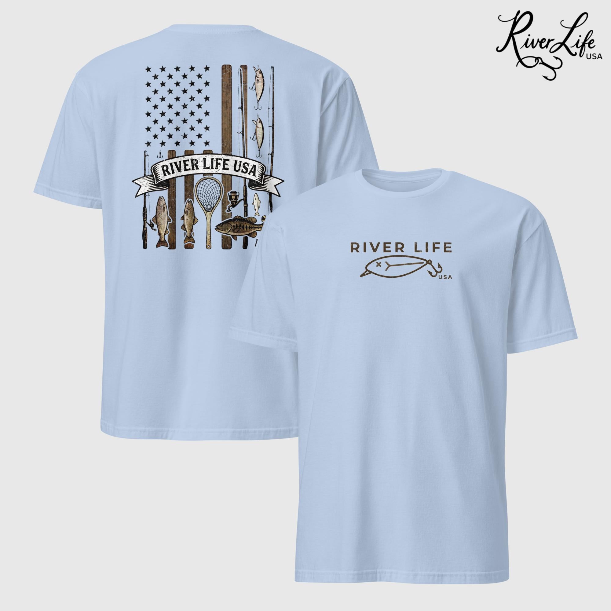 Fishing Gear Flag | Short-Sleeve Unisex T-Shirt-Light Blue-River Life USA