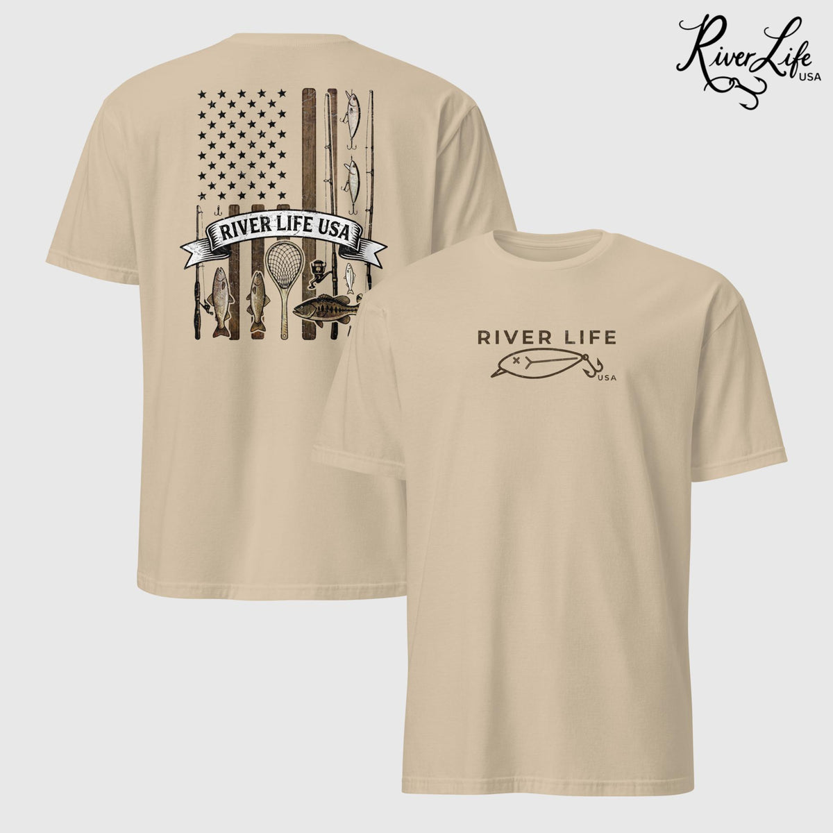 Fishing Gear Flag | Short-Sleeve Unisex T-Shirt (Market)-Sand-River Life USA