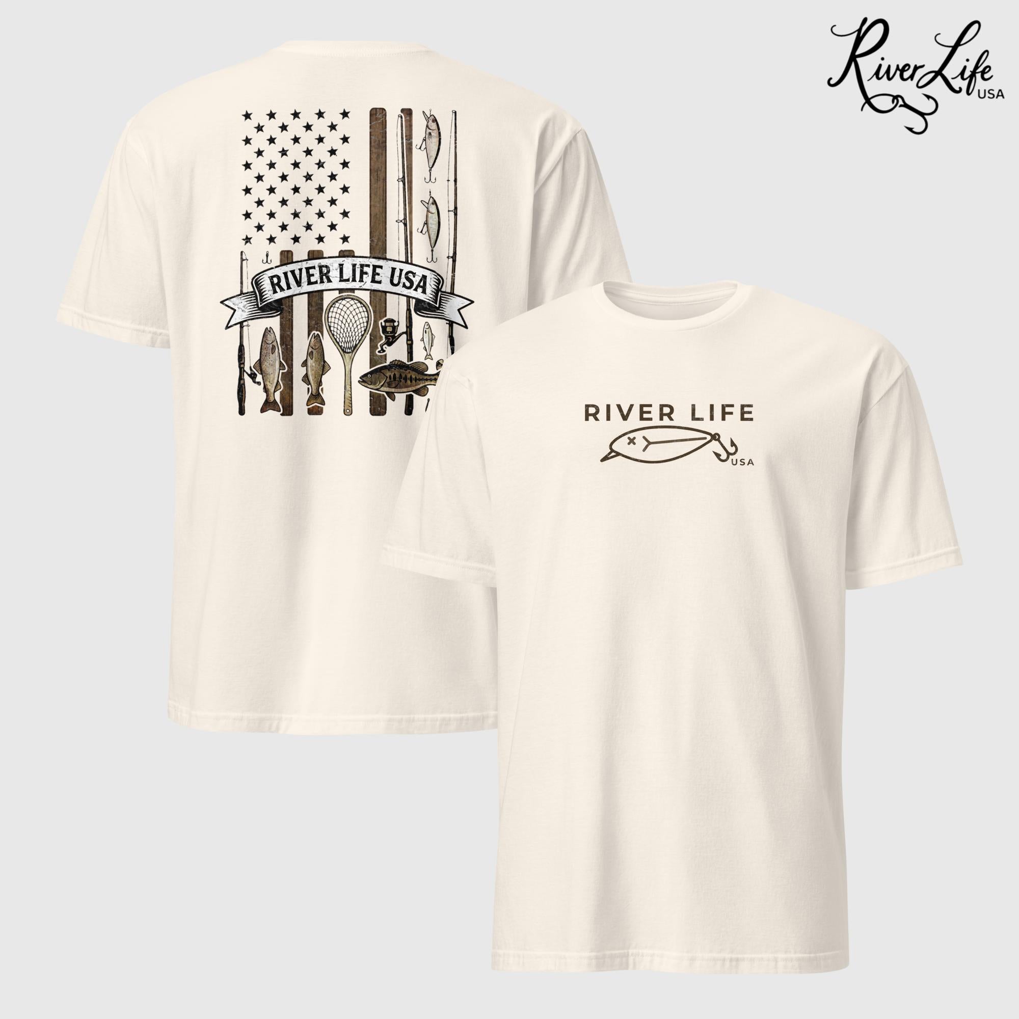 Fishing Gear Flag | Short-Sleeve Unisex T-Shirt-Natural-River Life USA