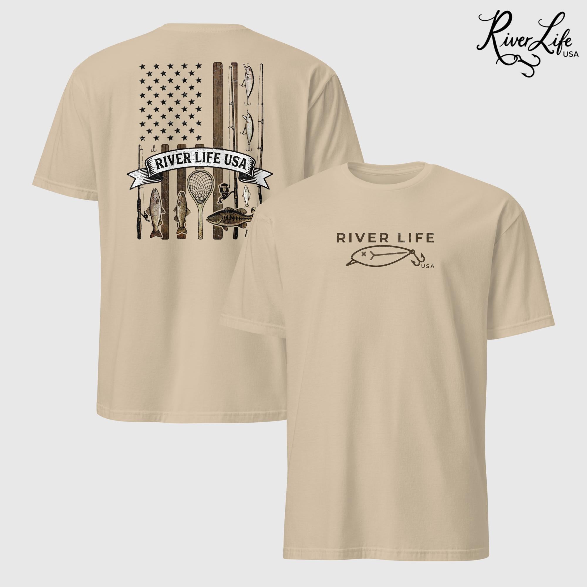 Fishing Gear Flag | Short-Sleeve Unisex T-Shirt-Sand-River Life USA