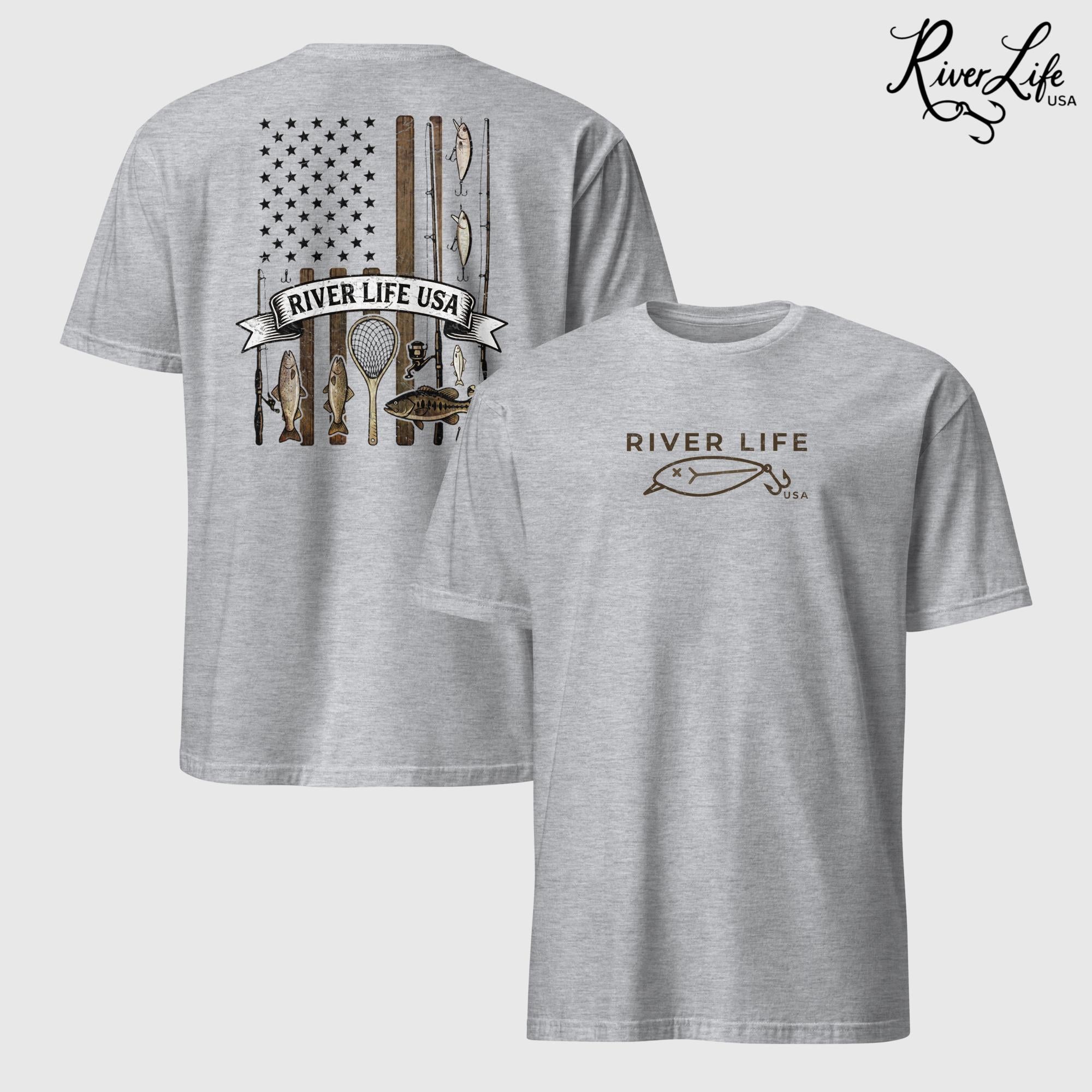Fishing Gear Flag | Short-Sleeve Unisex T-Shirt-Sport Grey-River Life USA