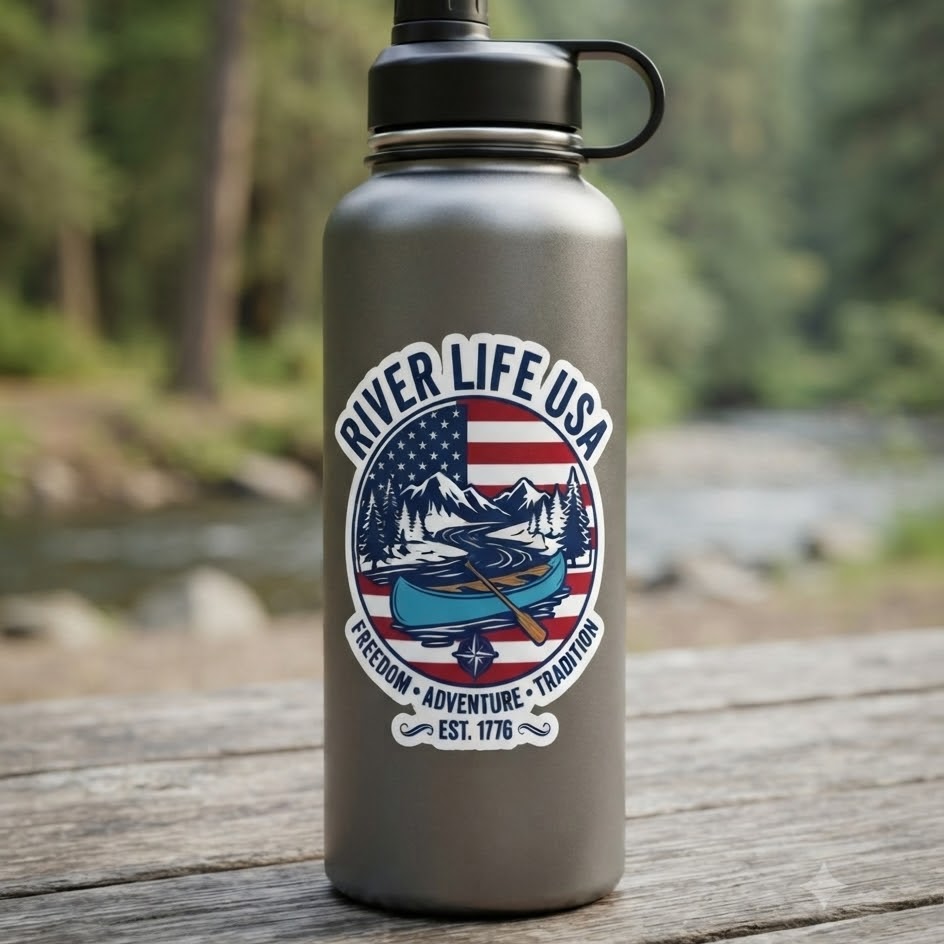 Freedom Adventure Tradition | Kiss-cut Vinyl Decals-3″×4″-River Life USA