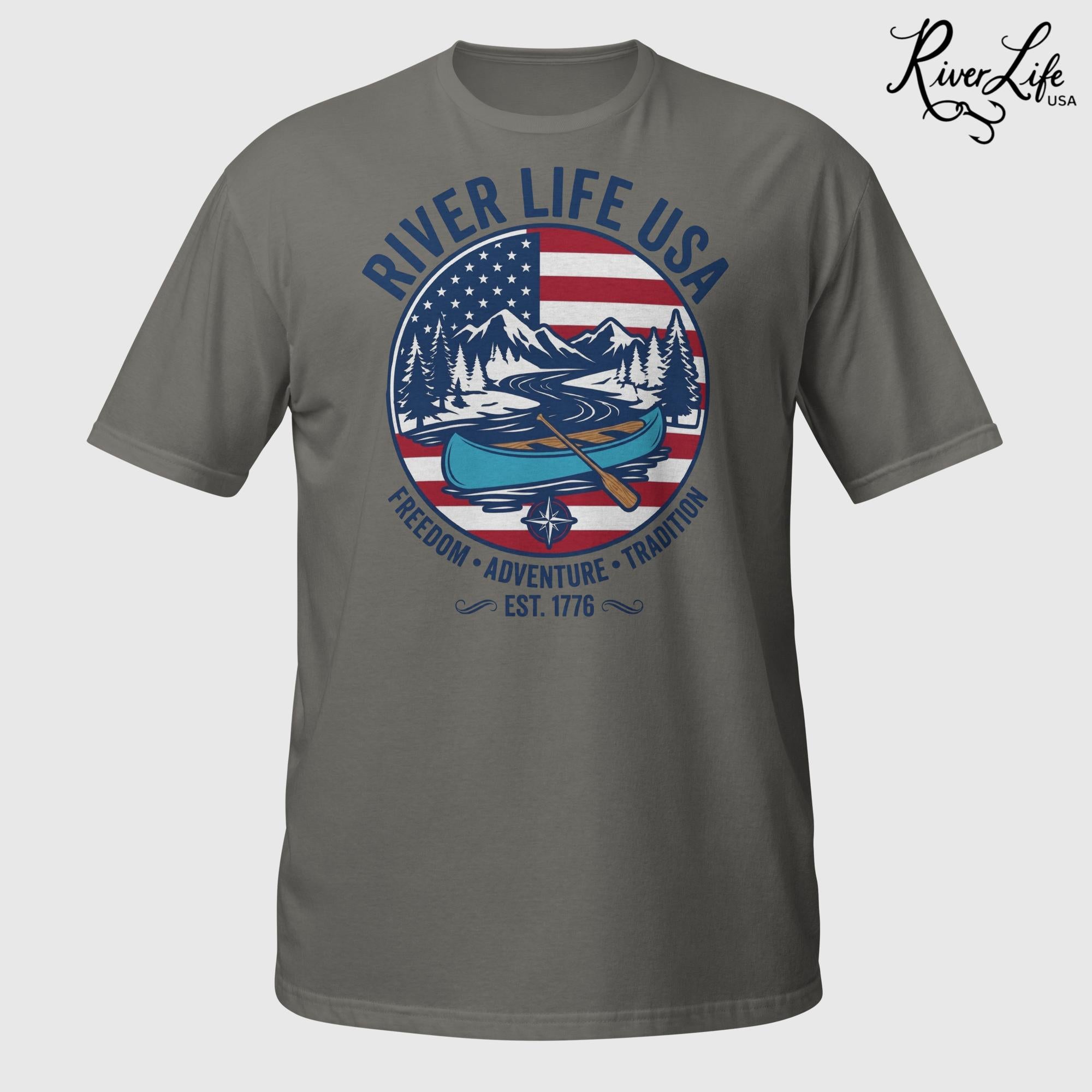 Freedom Adventure Tradition | Short-Sleeve Unisex T-Shirt-Charcoal-River Life USA