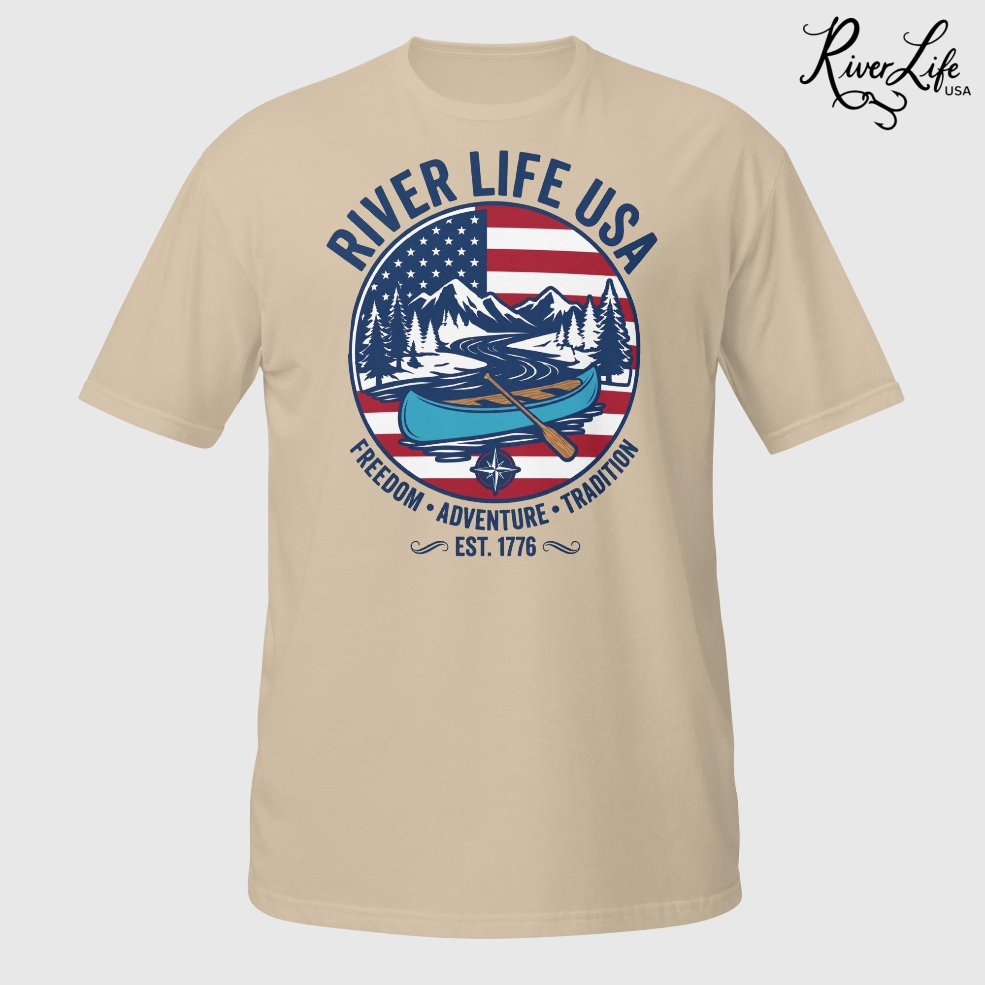 Freedom Adventure Tradition | Short-Sleeve Unisex T-Shirt-Sand-River Life USA