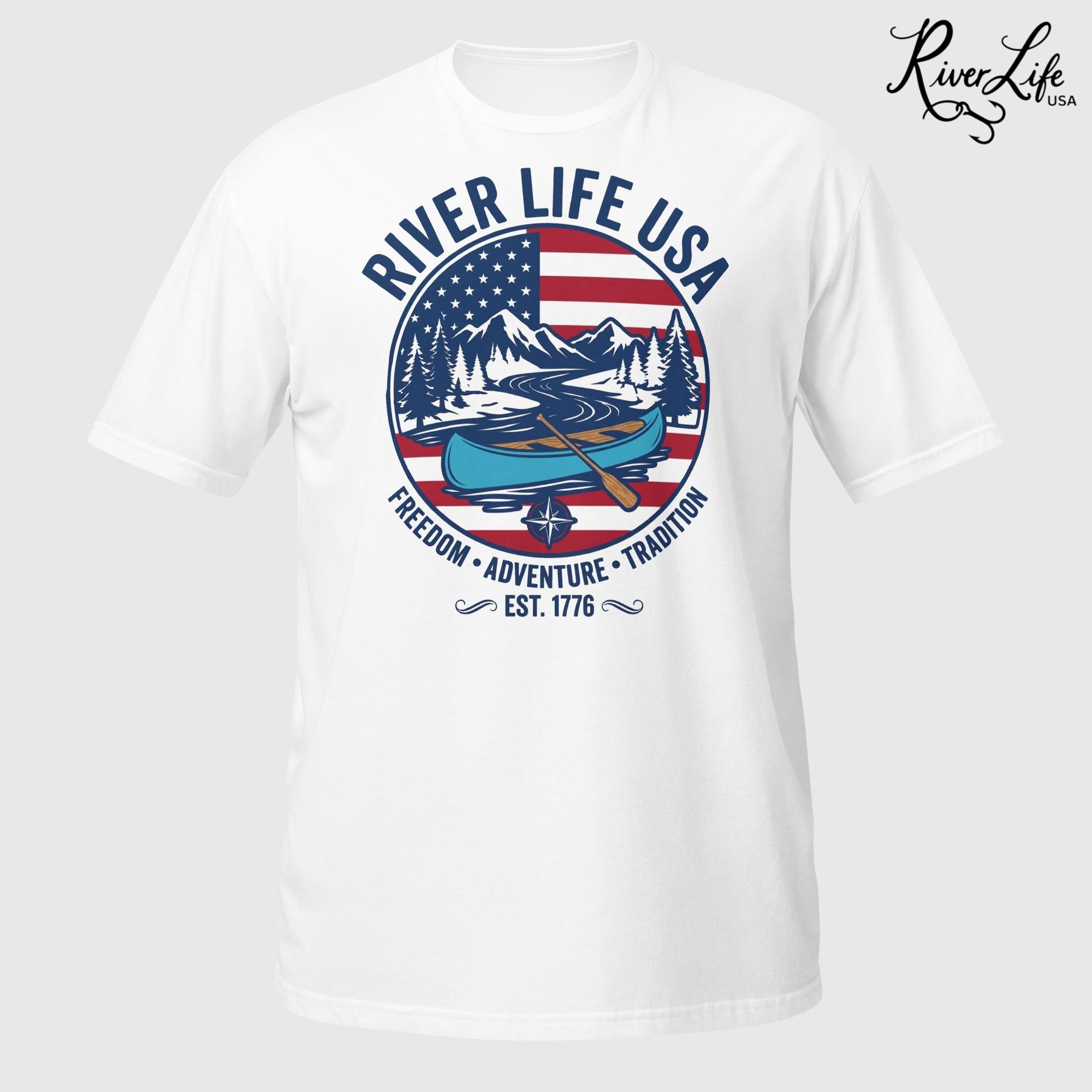 Freedom Adventure Tradition | Short-Sleeve Unisex T-Shirt-White-River Life USA
