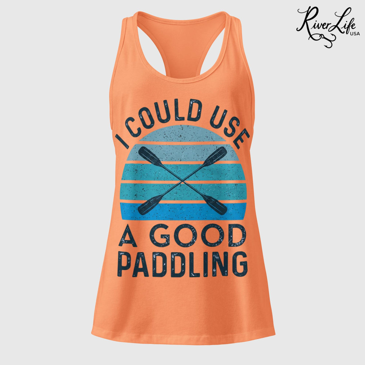 I Could Use a Good Paddling | Women’s Fitted Racerback Tank Top-Light Orange-River Life USA