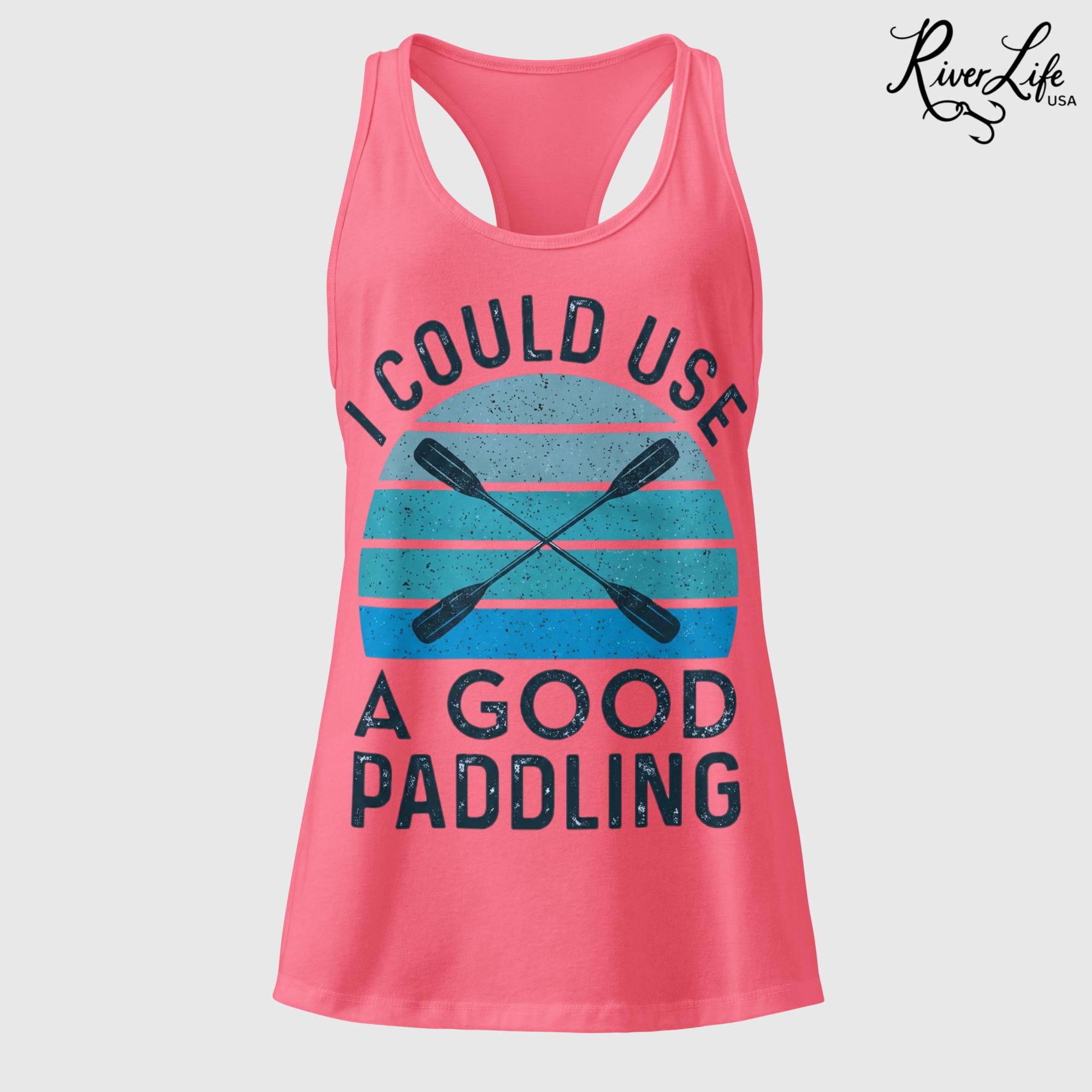 I Could Use a Good Paddling | Women’s Fitted Racerback Tank Top-Hot Pink-River Life USA