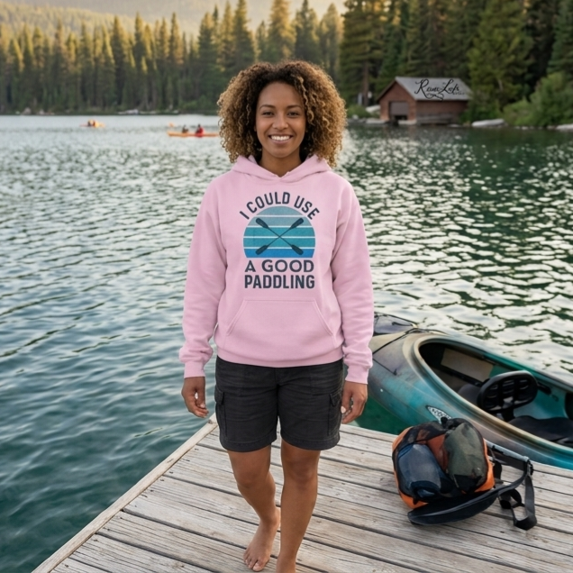 I Could Use A Good Paddling | Womens Pullover Hoodie-Pink-River Life USA