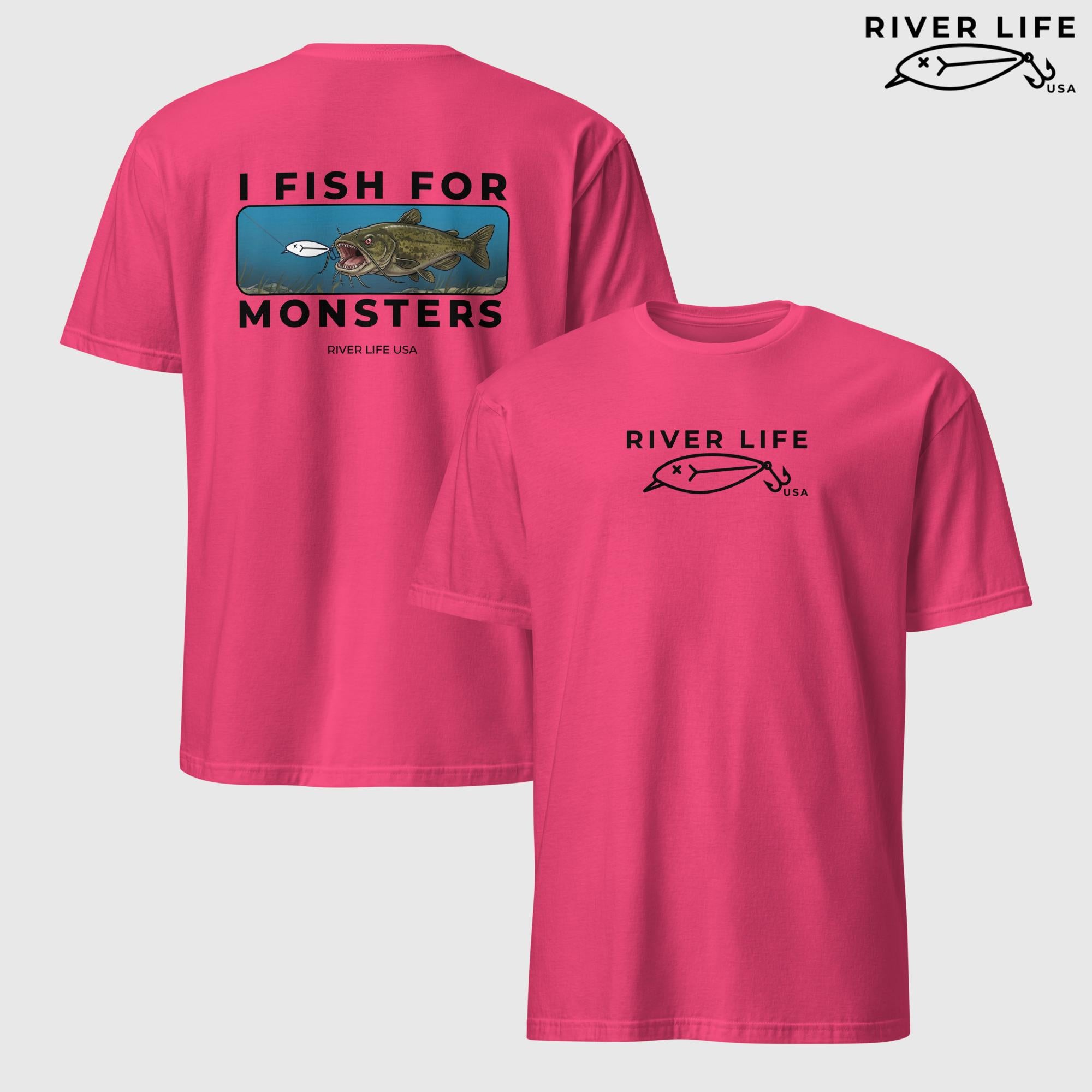 I Fish For Monsters - Catfish (black print) | Short-Sleeve Unisex T-Shirt-Heliconia-River Life USA