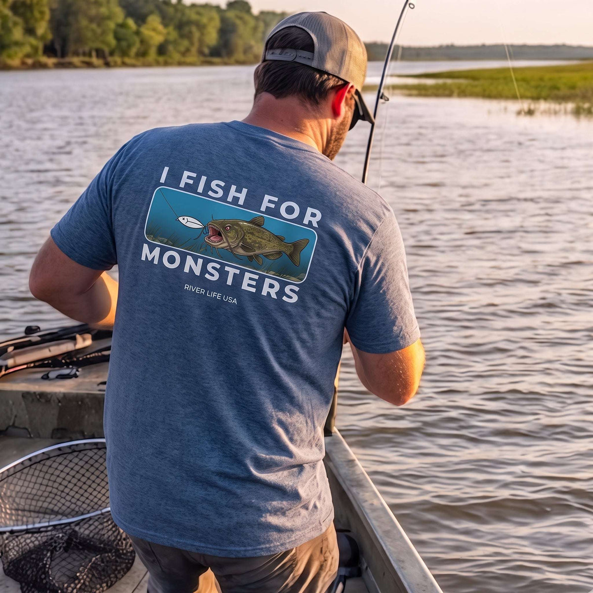 I Fish For Monsters - Catfish (white print) | Short-Sleeve Unisex T-Shirt