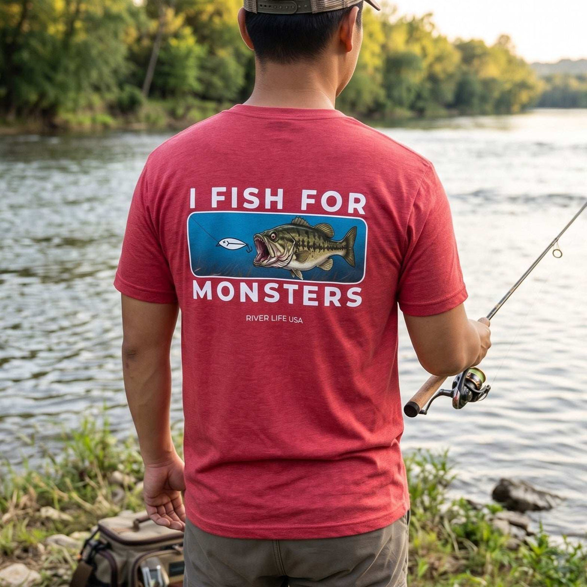 I Fish For Monsters - Largemouth Bass (white print) | Short-Sleeve Unisex T-Shirt