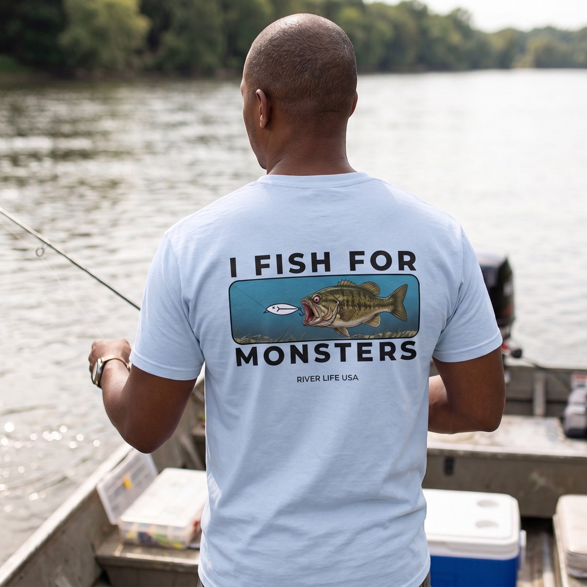 I Fish For Monsters - Smallmouth Bass (black print) | Short-Sleeve Unisex T-Shirt