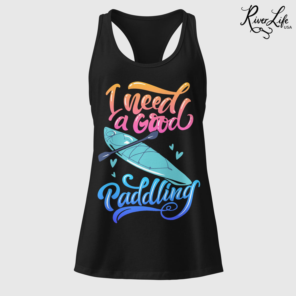 I Need a Good Paddling | Women's Fitted Racerback Tank Top-Black-River Life USA