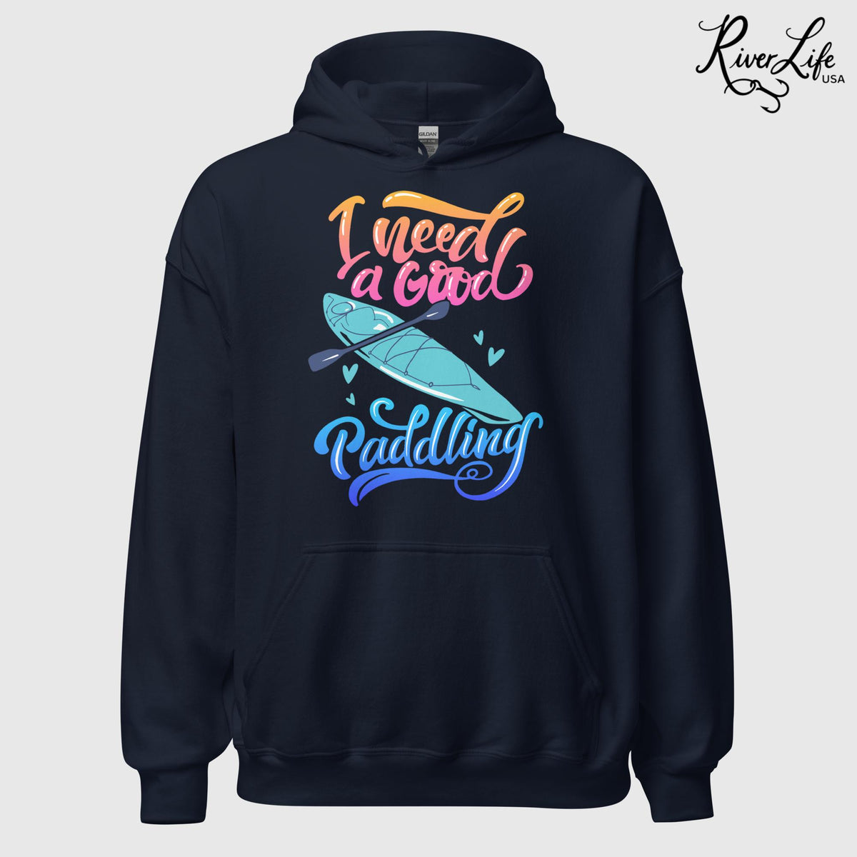I Need A Good Paddling | Womens Pullover Hoodie-Navy-River Life USA