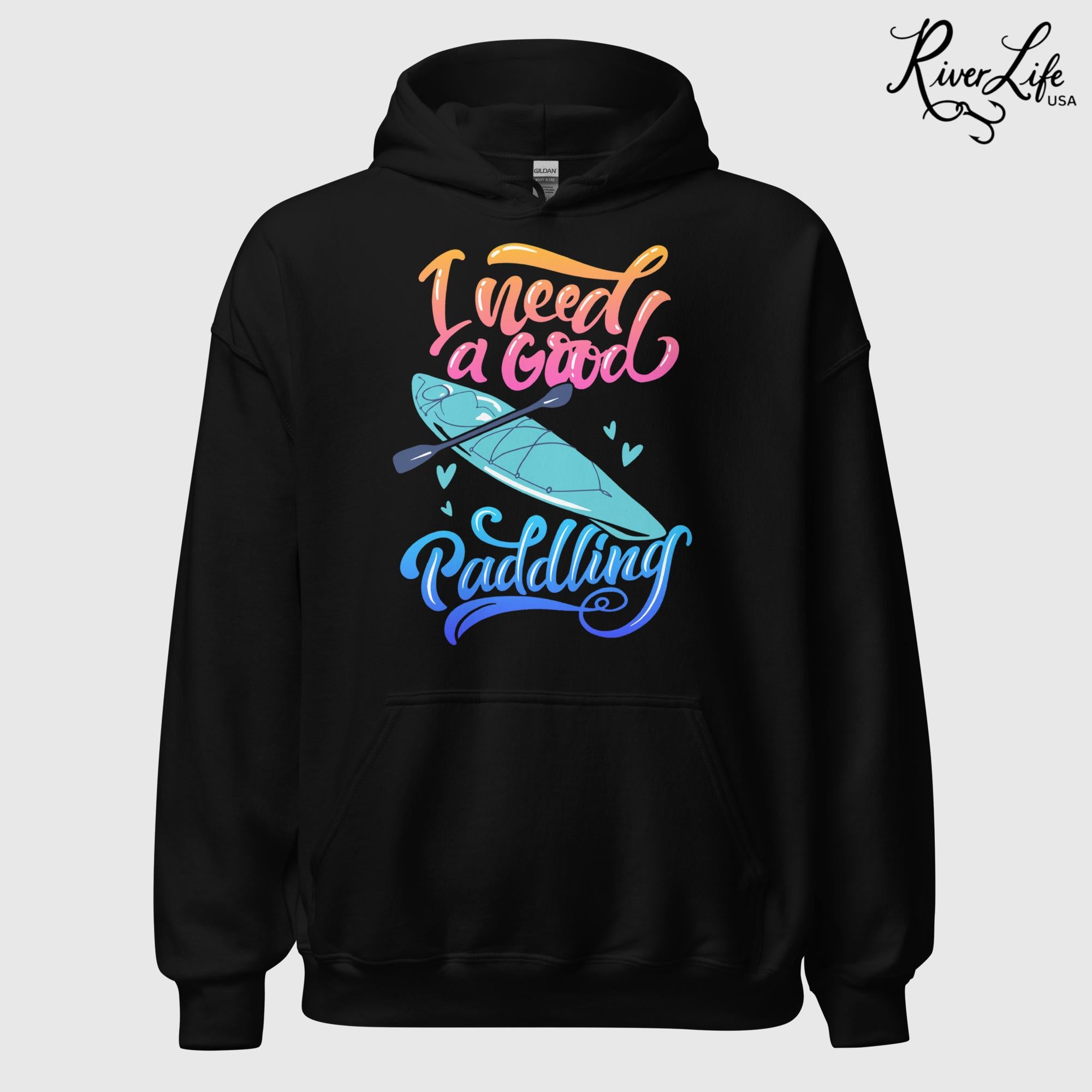 I Need A Good Paddling | Womens Pullover Hoodie-Black-River Life USA