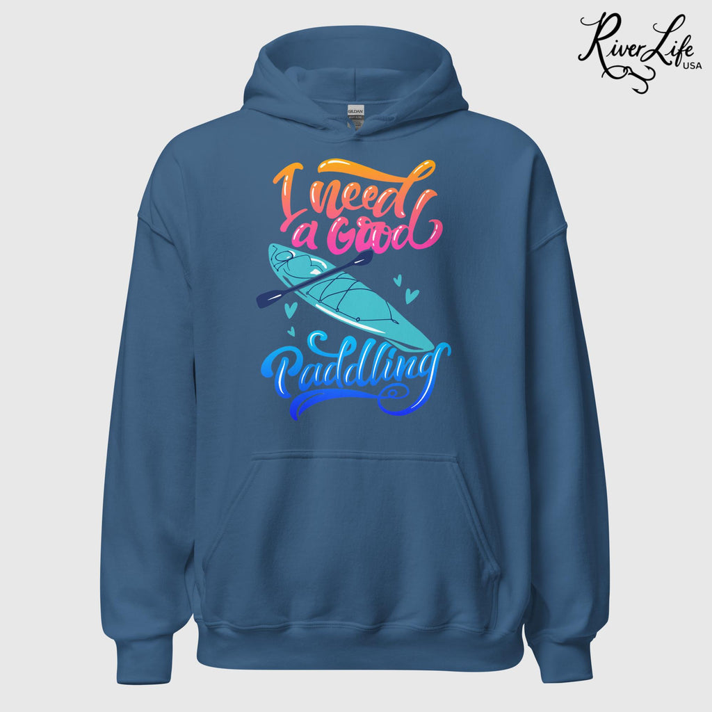 I Need A Good Paddling | Womens Pullover Hoodie-Heather Indigo-River Life USA