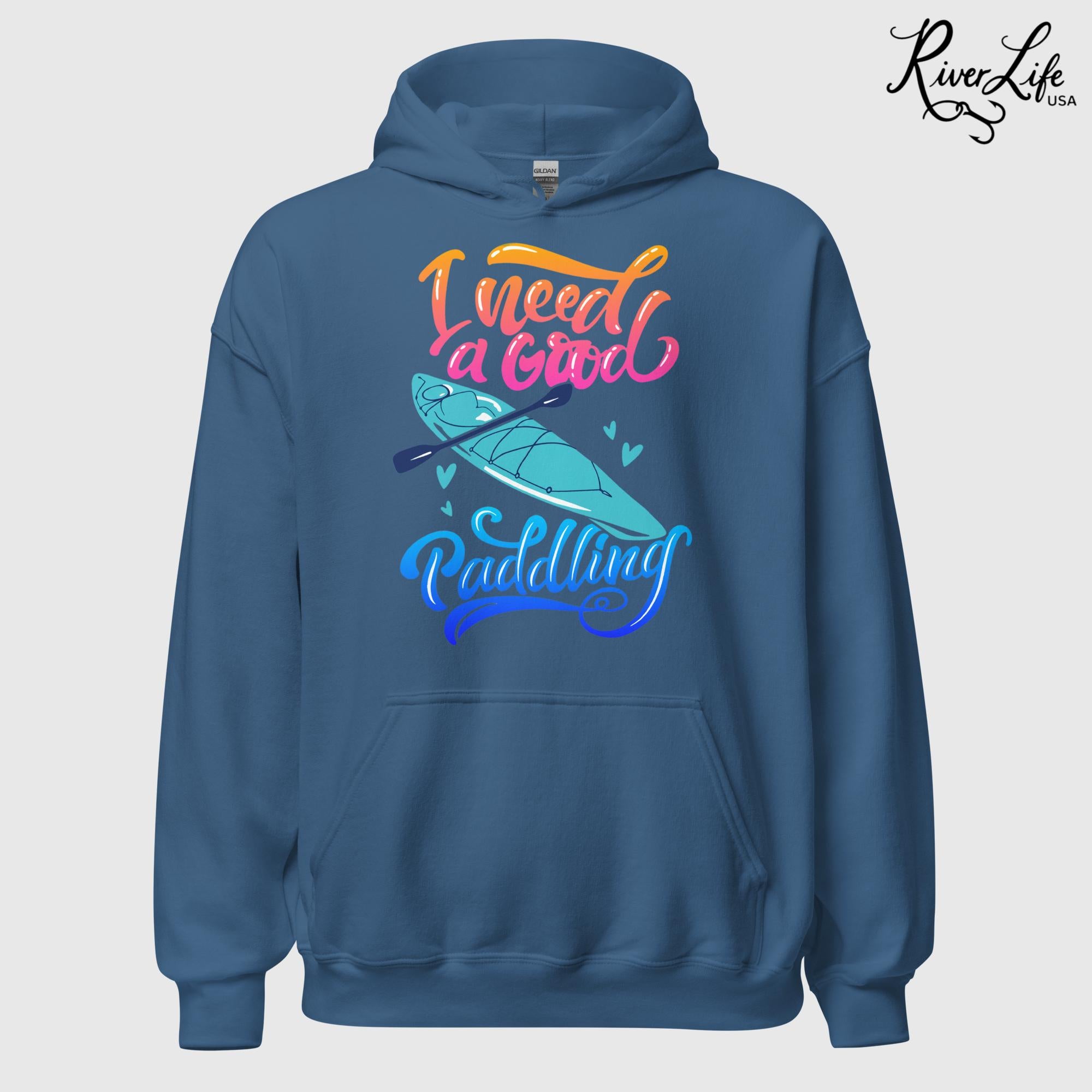 I Need A Good Paddling | Womens Pullover Hoodie-Heather Indigo-River Life USA