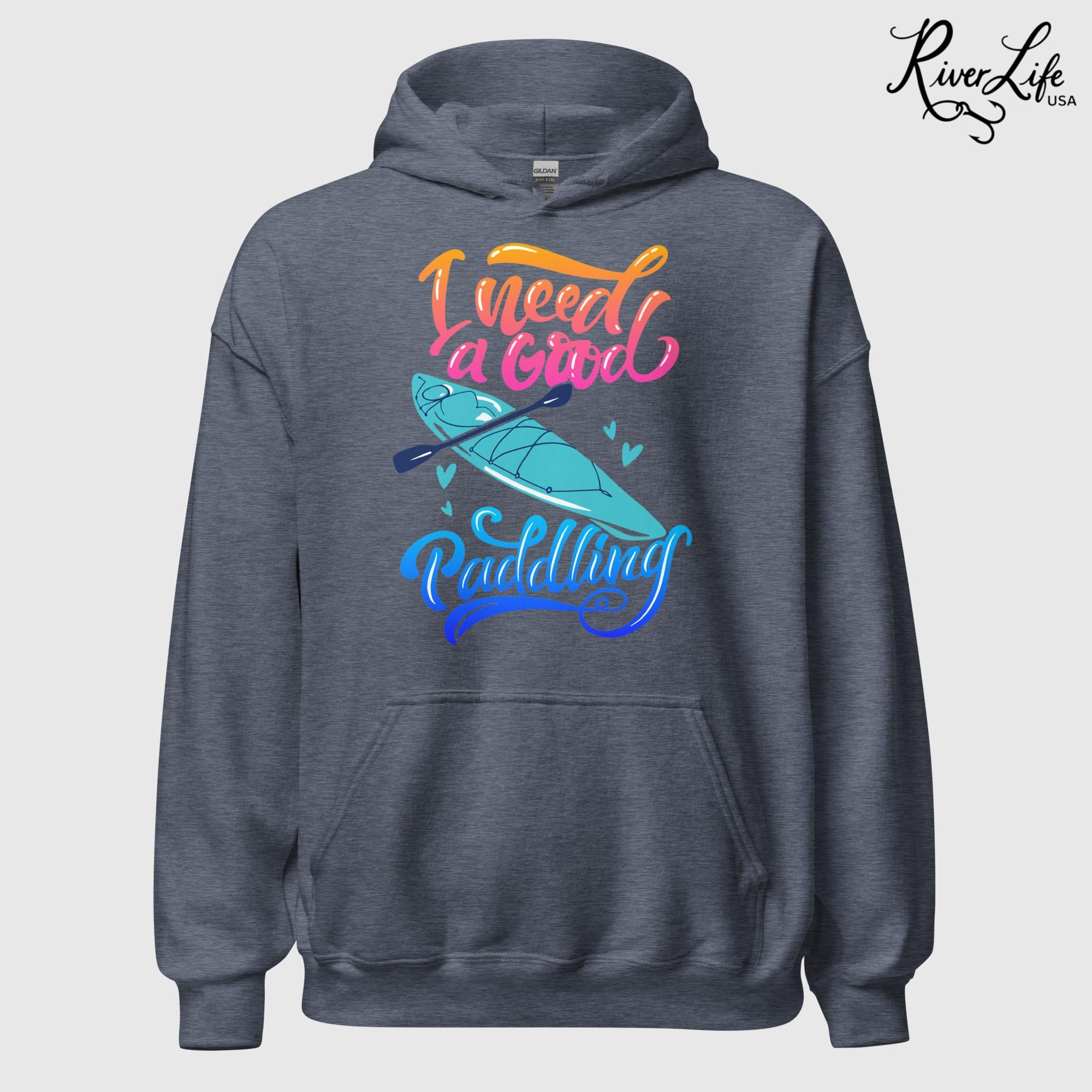 I Need A Good Paddling | Womens Pullover Hoodie-Heather Navy-River Life USA