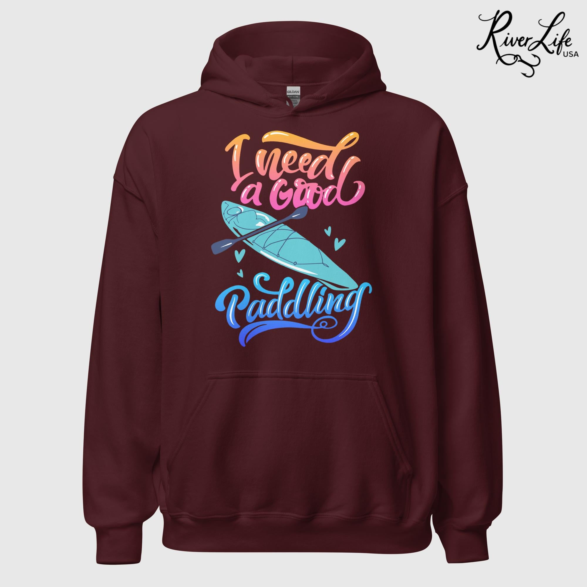 I Need A Good Paddling | Womens Pullover Hoodie-Maroon-River Life USA