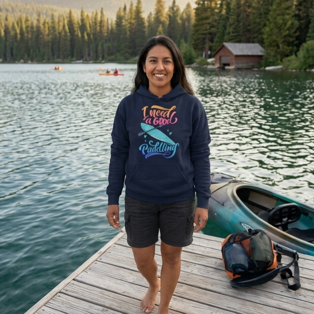 I Need A Good Paddling | Womens Pullover Hoodie-Navy-River Life USA