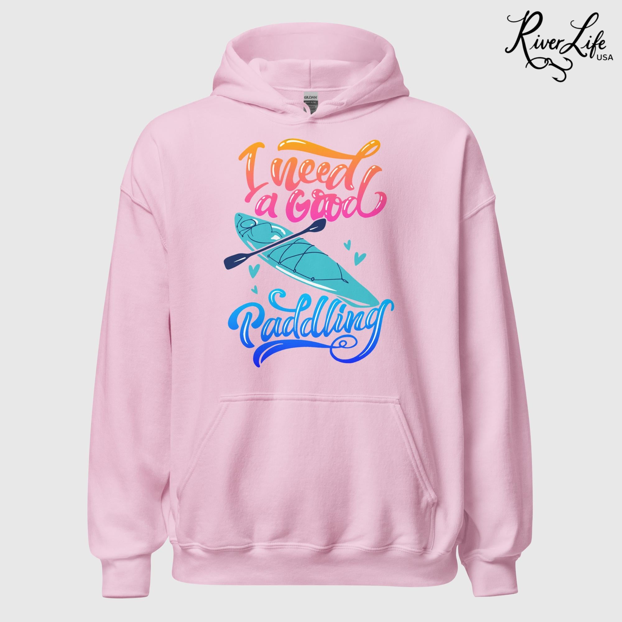 I Need A Good Paddling | Womens Pullover Hoodie-Pink-River Life USA
