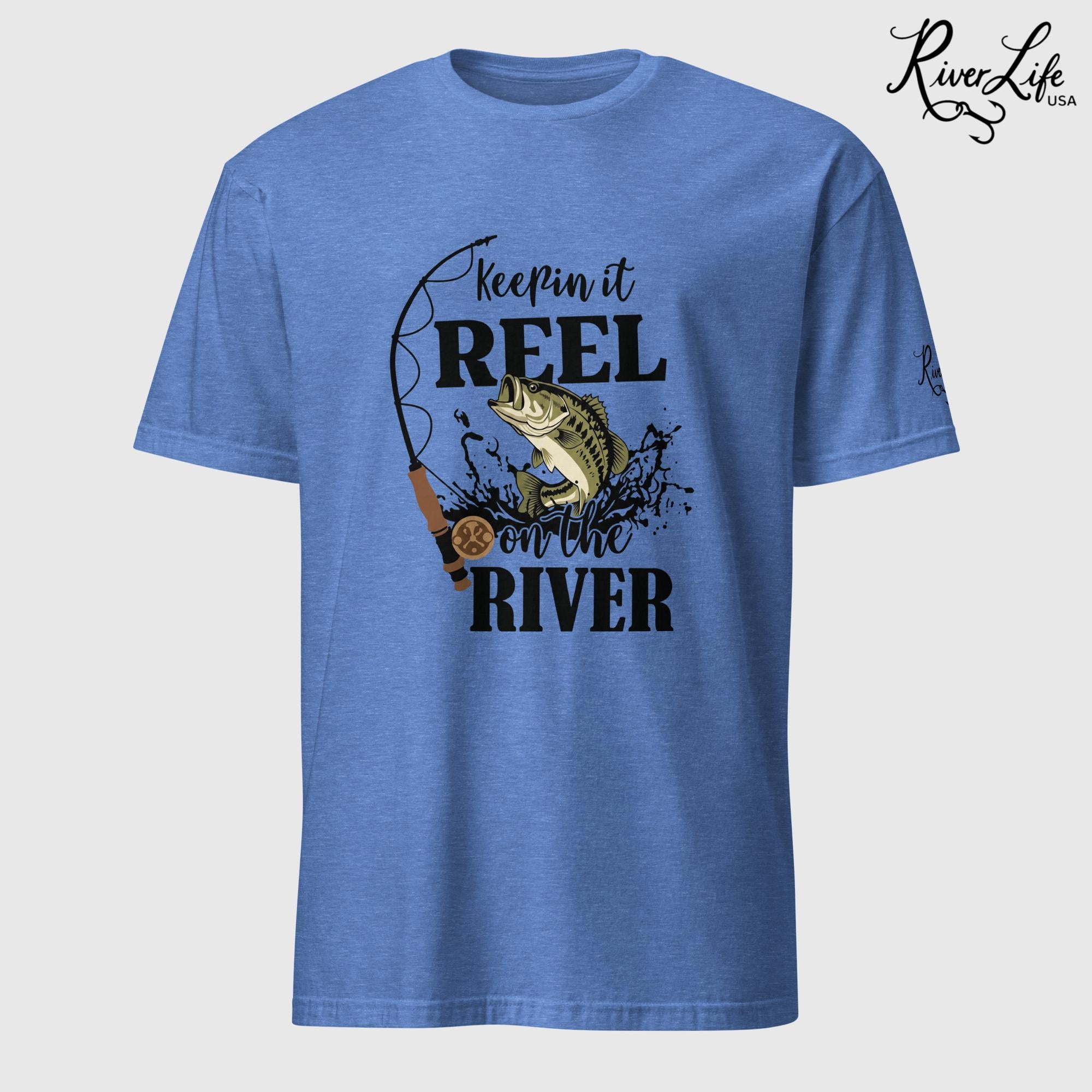 Keepin' it Reel on the River | Short-Sleeve Unisex T-Shirt-Heather Royal-River Life USA
