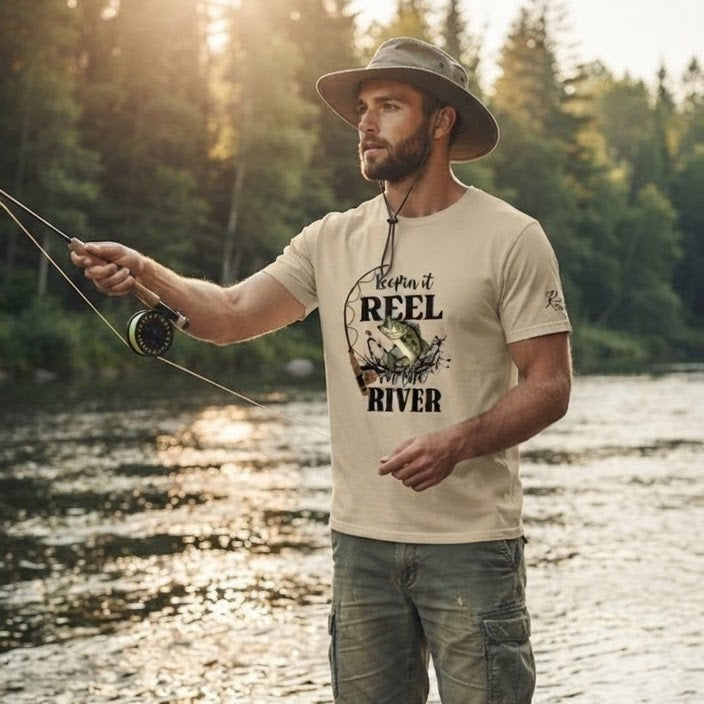 Keepin' it Reel on the River | Short-Sleeve Unisex T-Shirt-Sand-River Life USA
