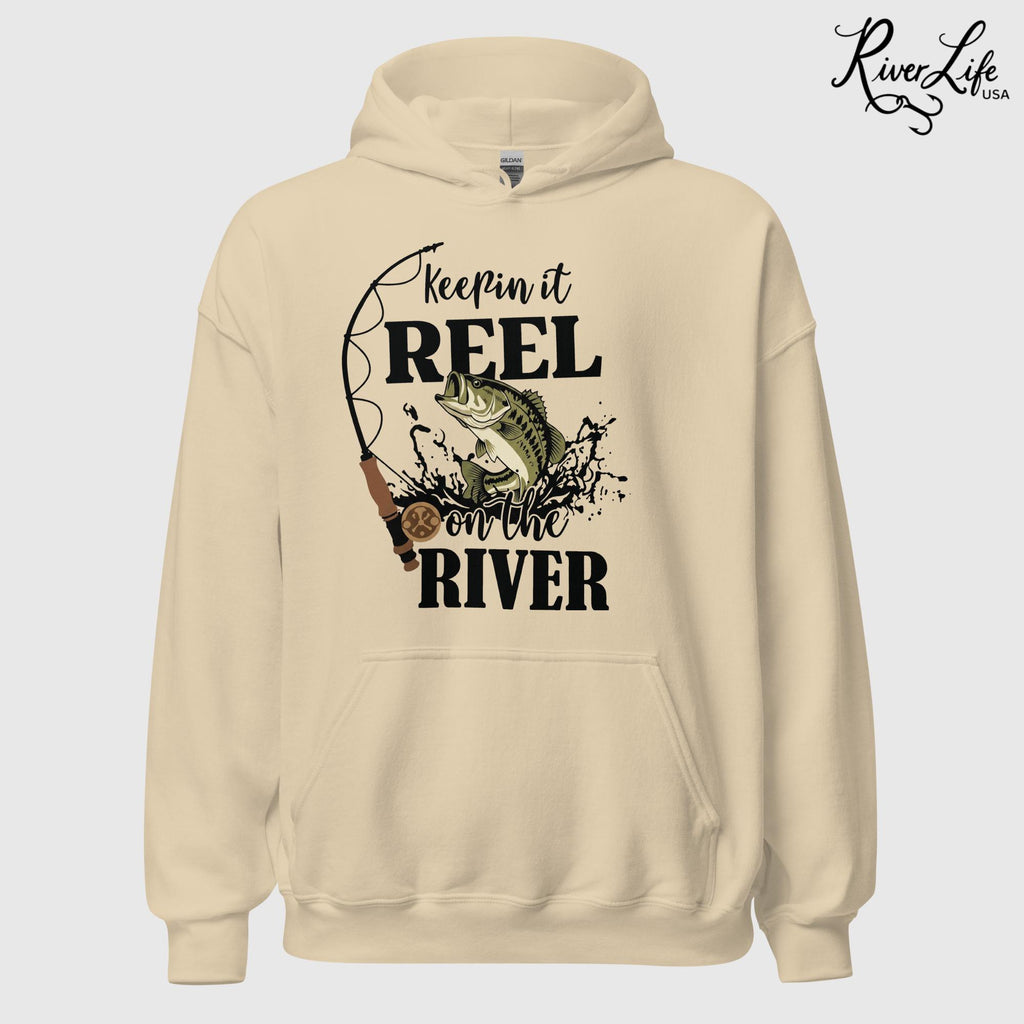 Keepin' It Reel On the River | Unisex Pullover Hoodie-Sand-River Life USA