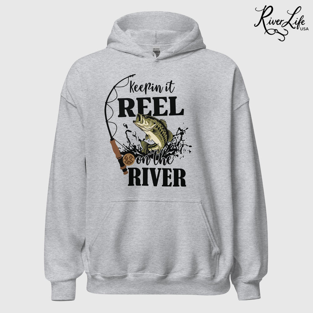 Keepin' It Reel On the River | Unisex Pullover Hoodie-Sport Grey-River Life USA