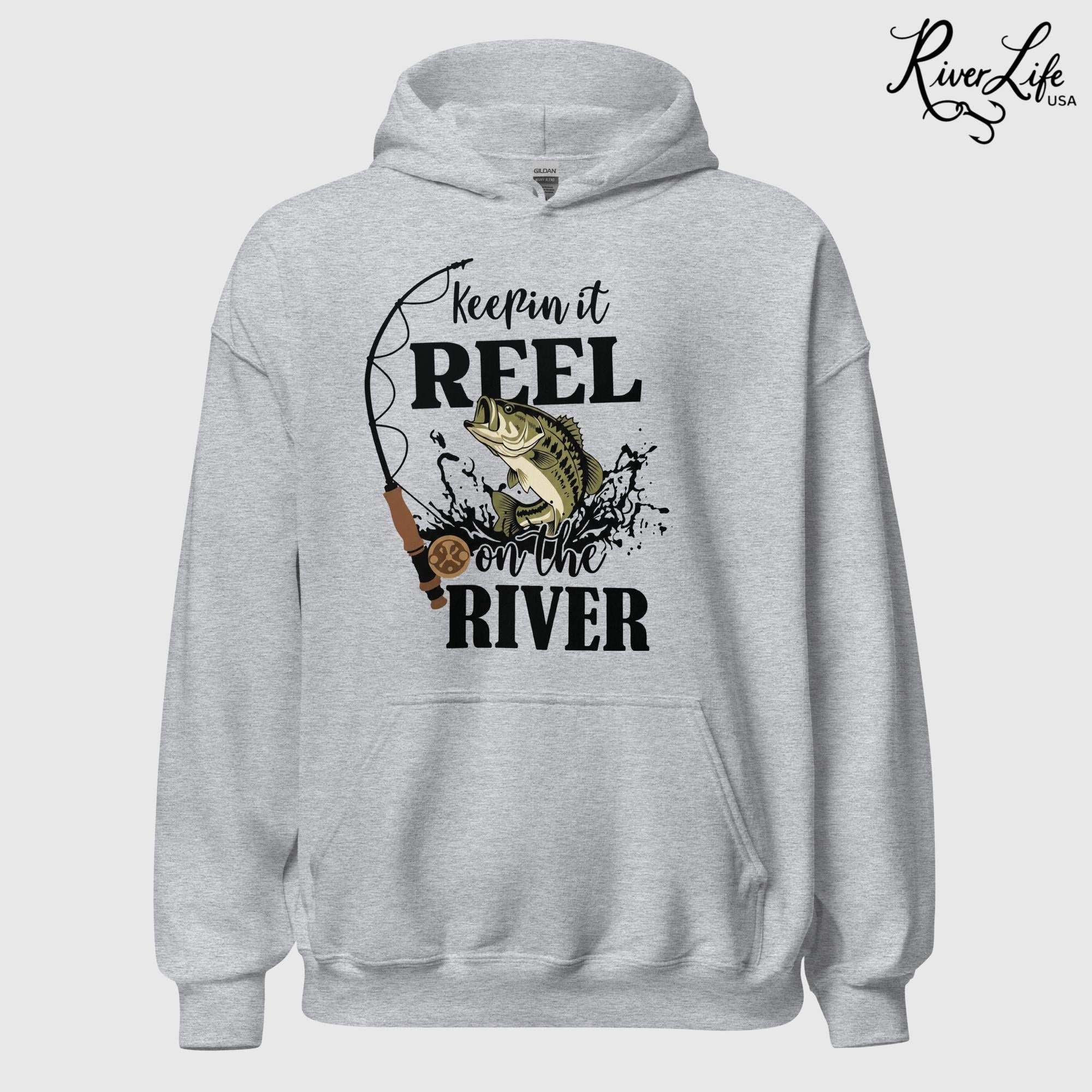 Keepin' It Reel On the River | Unisex Pullover Hoodie-Sport Grey-River Life USA