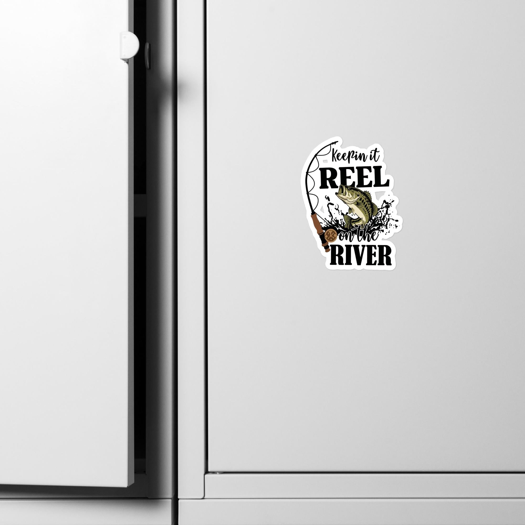 Keepin' It Reel on the River Vinyl Decal | Premium Kiss-Cut Fishing Sticker-4″×6″-River Life USA