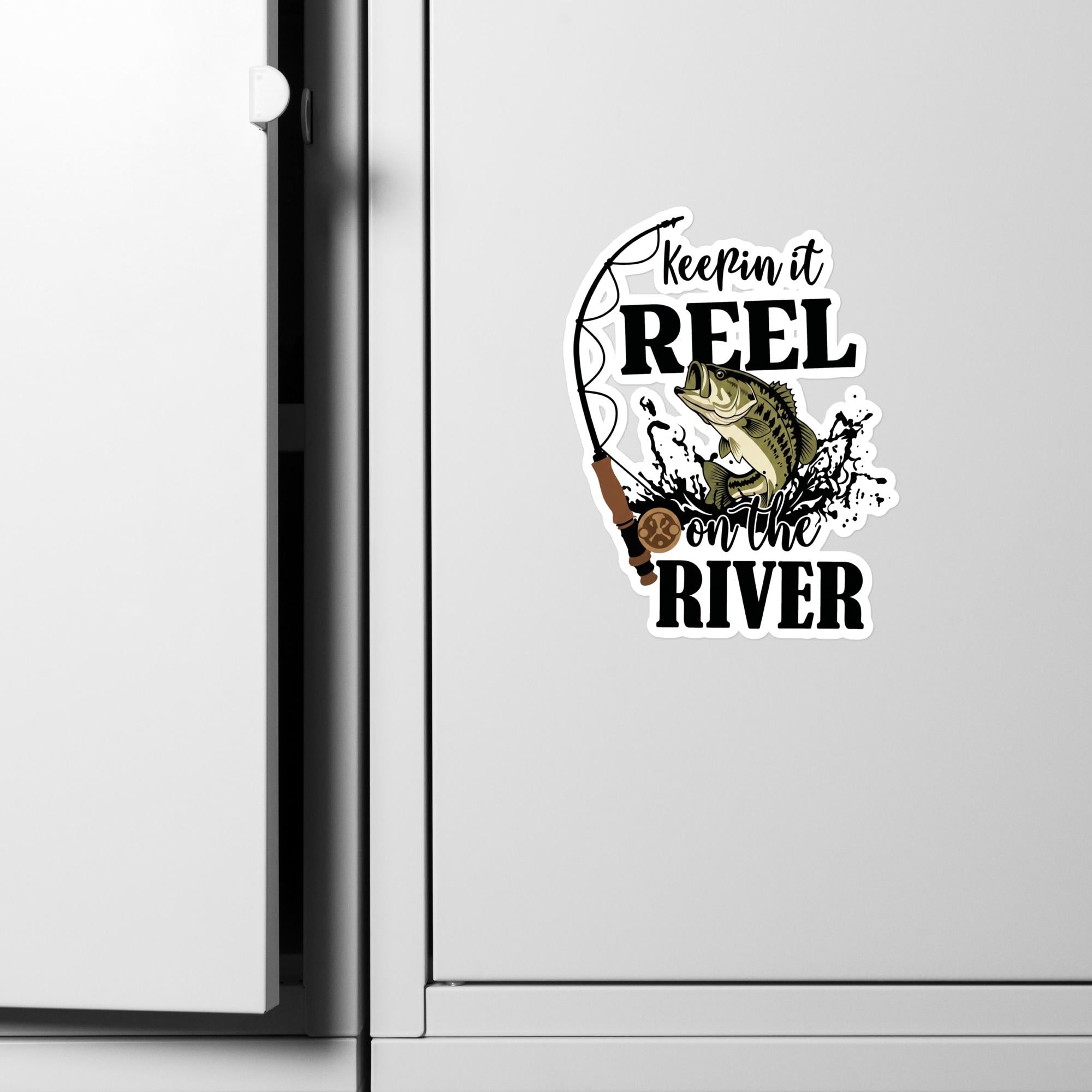Keepin' It Reel on the River Vinyl Decal | Premium Kiss-Cut Fishing Sticker-6″×8″-River Life USA